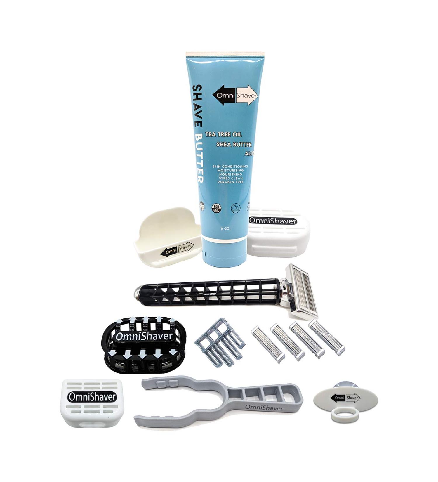 Deluxe Omnishaver Kit - Fastest Head Legs & Body Shaving | Eco-Friendly Alternative to Disposable Razors | Self-Cleaning with Shave Butter & Replacement Cartridge - Buy Online on SooperMarket.com
