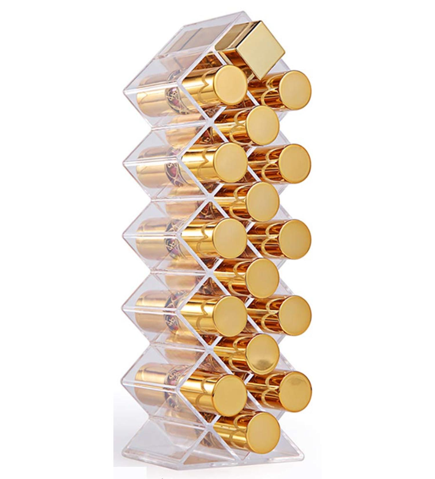 Fish Shape Lipstick Organizer Tower - Clear Acrylic, 16 Slots, Makeup Cosmetic Storage Stand - Buy Online on SooperMarket.com