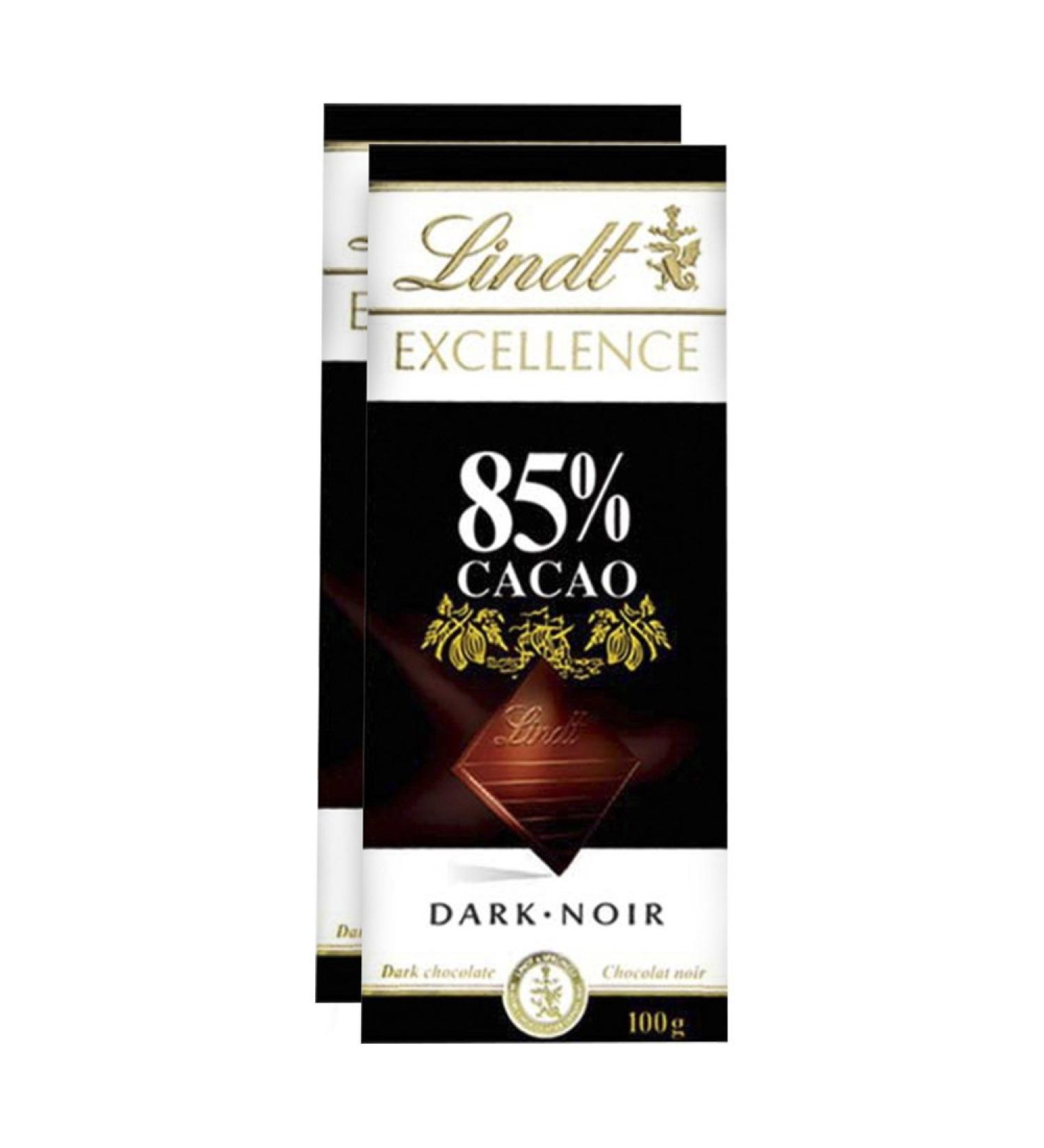 Dark Chocolate Bar (85% cocoa) - 2 X 100 g (Lindt Switzerland)