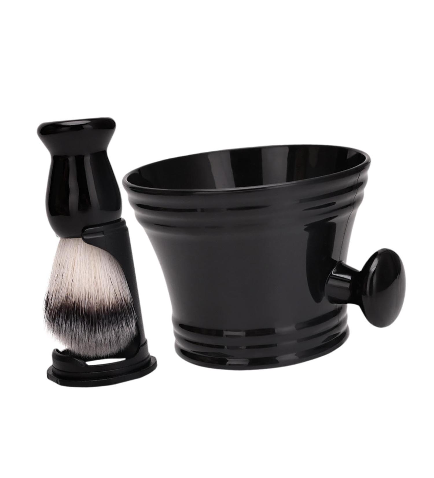 Magidal Cleaning Bowl & Razor Brush Set - Premium Hairdressing Tool | Gift Set with Nylon Bristles & Shaving Soap Mug - Perfect for Salons & On-the-Go Use | Black - Buy Online on SooperMarket.com