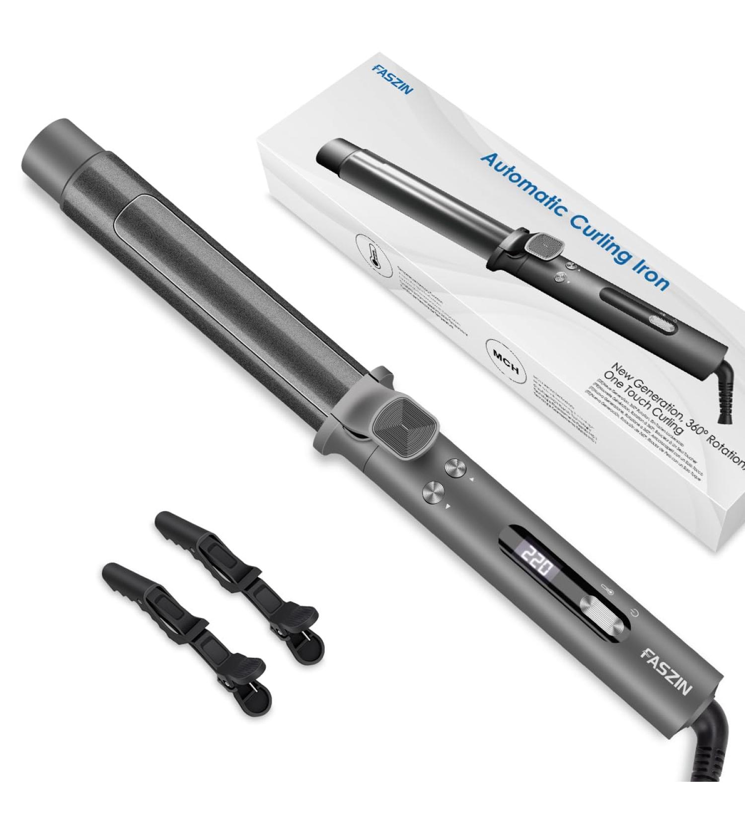 Faszin Hair Curler Newbie 1-Touch Automatic Curling Iron Wand | Professional 32mm Iron with LCD Display & 5 Heat Settings | 360 Rotating for Charming Curls in 12s - Buy Online on SooperMarket.com