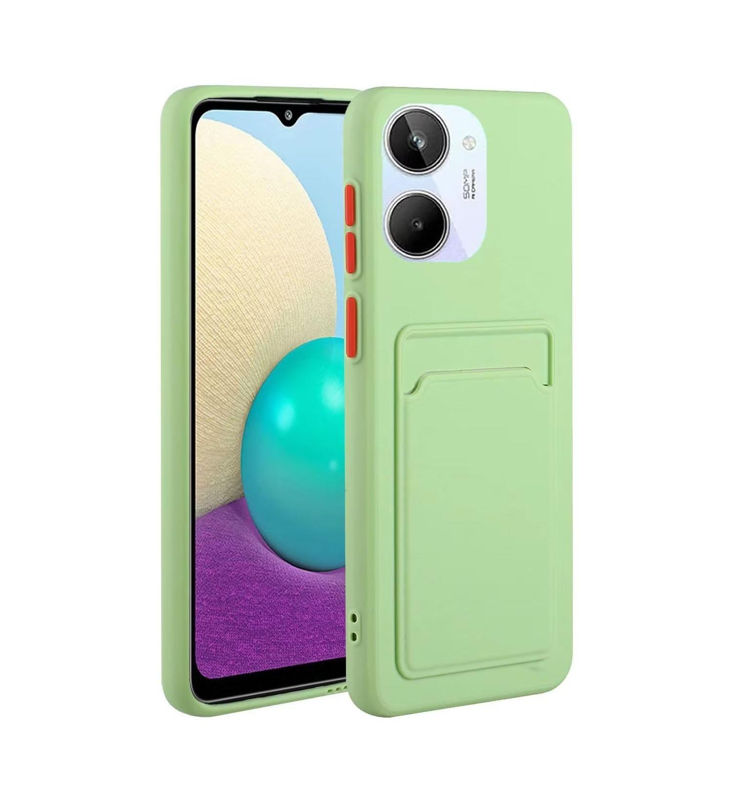 Tivenfezk Nadoli Silicone Case for Oppo Realme 10 4G | Ultra Thin Shockproof TPU Wallet Cover with Credit Card Holder - Green - Buy Online on SooperMarket.com