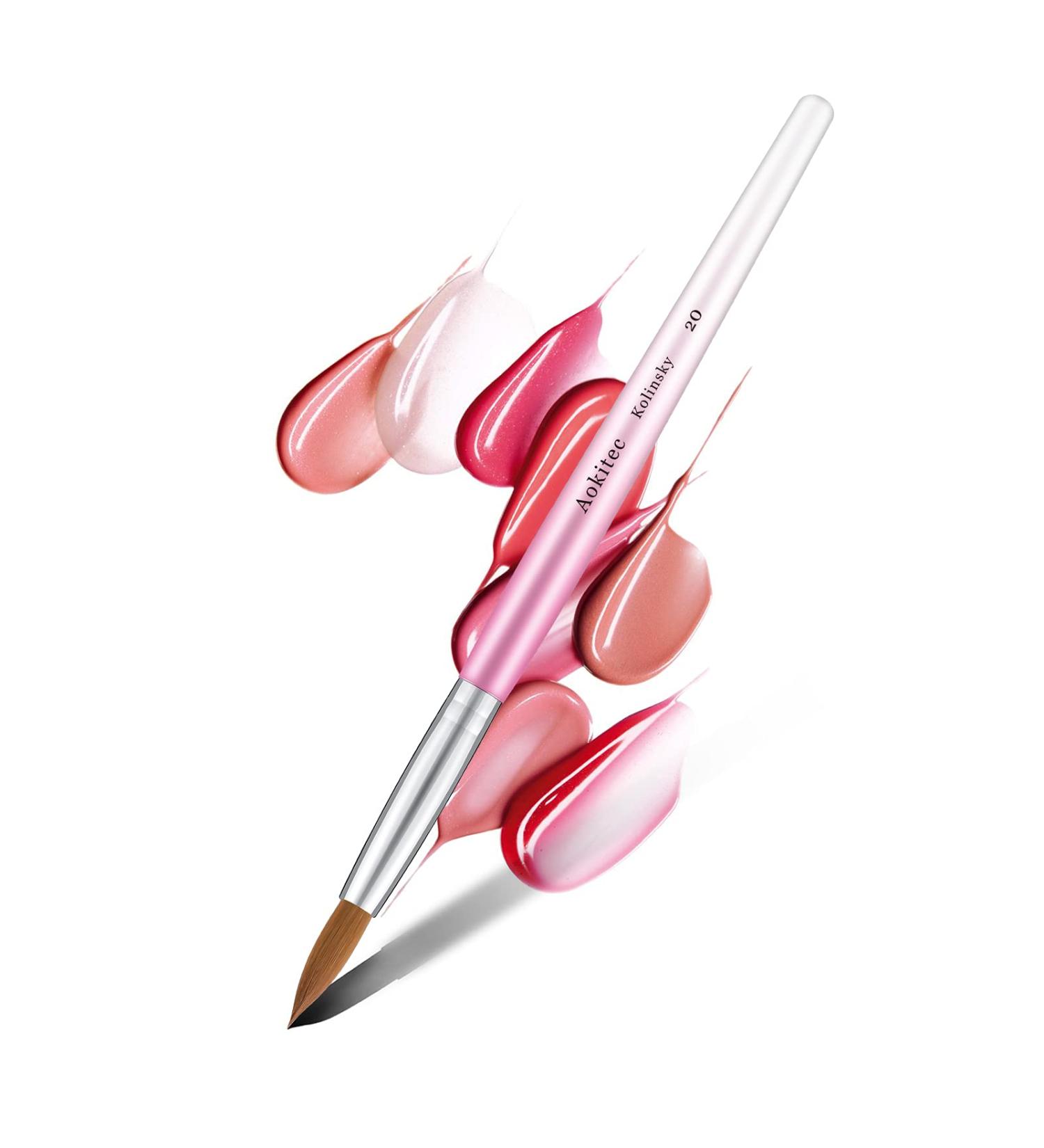 Aokitec Sable Kolinsky #20 Acrylic Nail Brush - Professional Wood Nail Art Tool for Manicure - Pink - Buy Online on SooperMarket.com