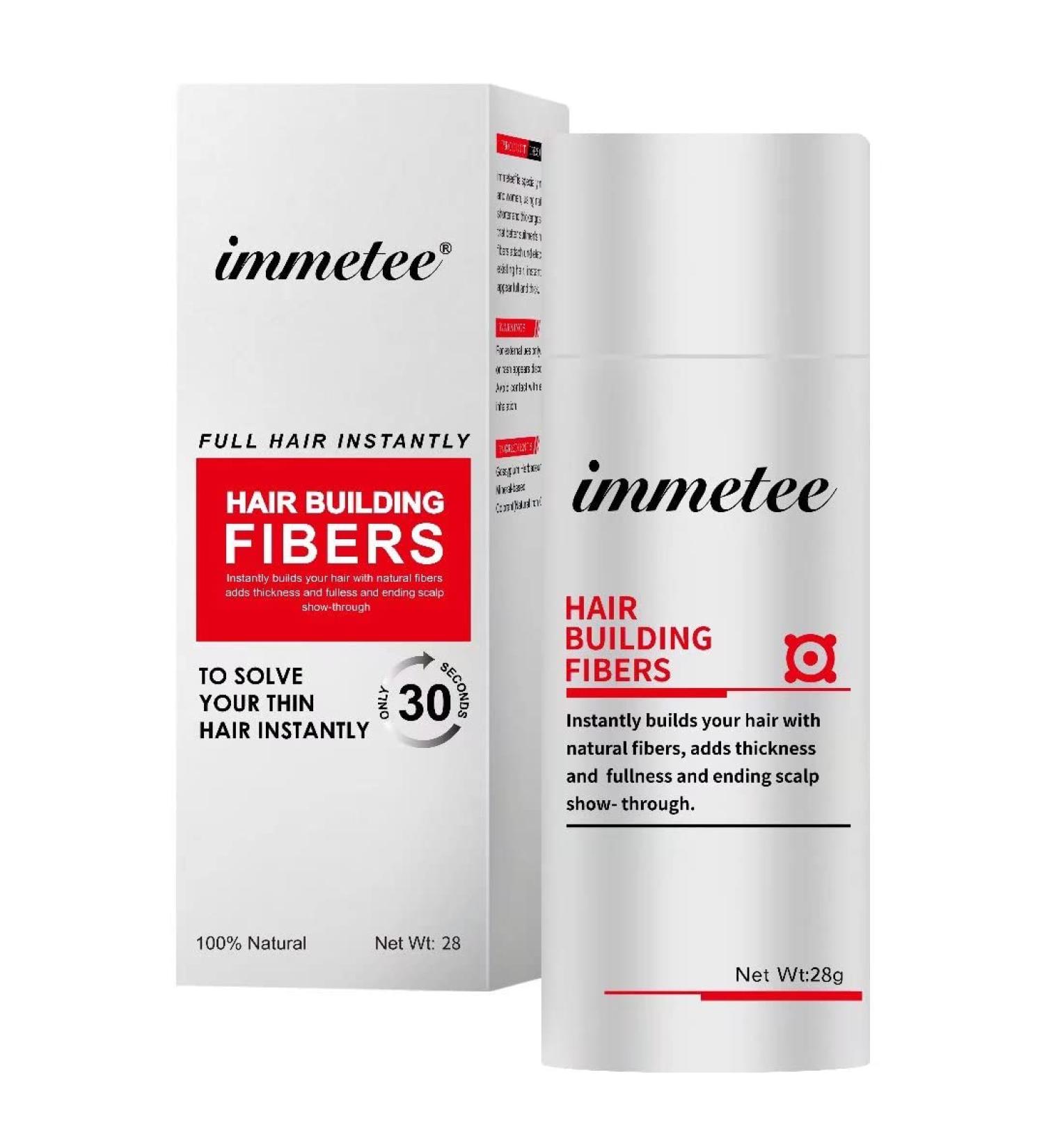 IMMETEE Hair Building Fibers - Instant Regrowth for Thinning Hair & Bald Spots - 28g Black - Conceals Hair Loss in 15 Seconds - For Men & Women - Buy Online on SooperMarket.com