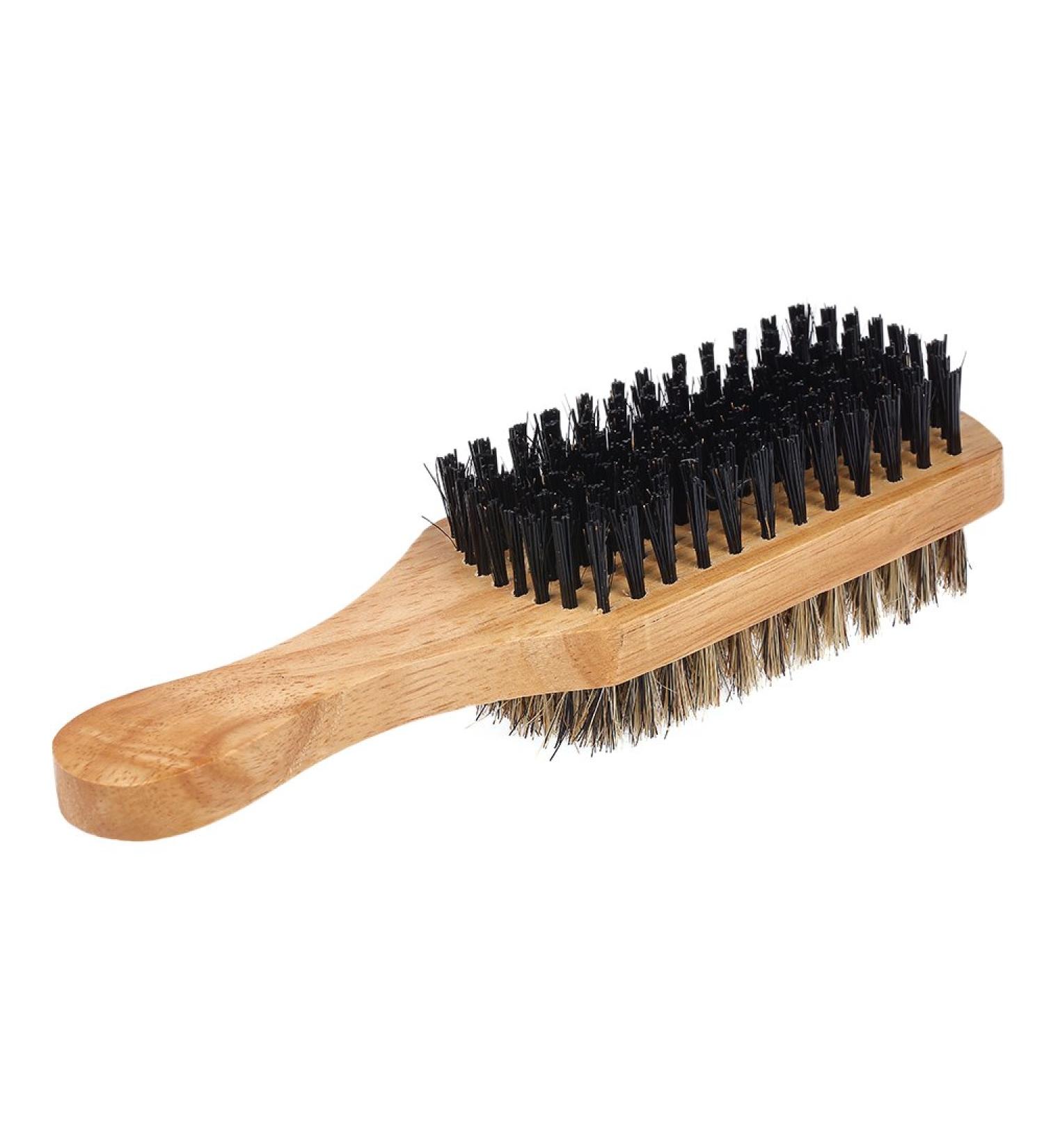 Double-Sided Men's Beard Brush with Solid Wood Handle - Facial Hair and Mustache Grooming Comb - Buy Online on SooperMarket.com
