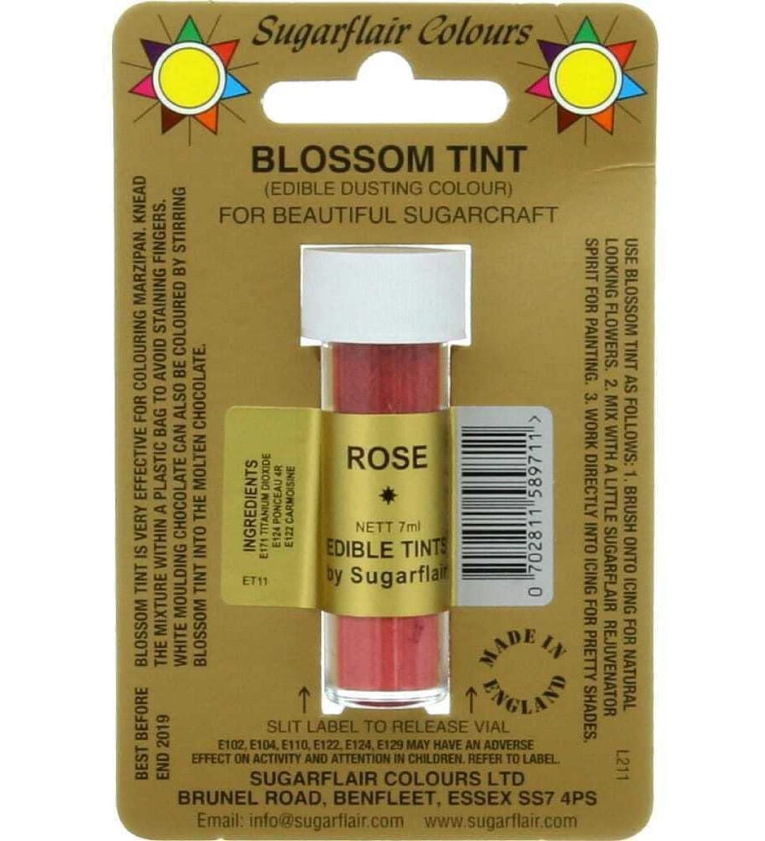 Sugarcraft Sugarflair Colour Blossom Tint Powder Dust Rose 7ml