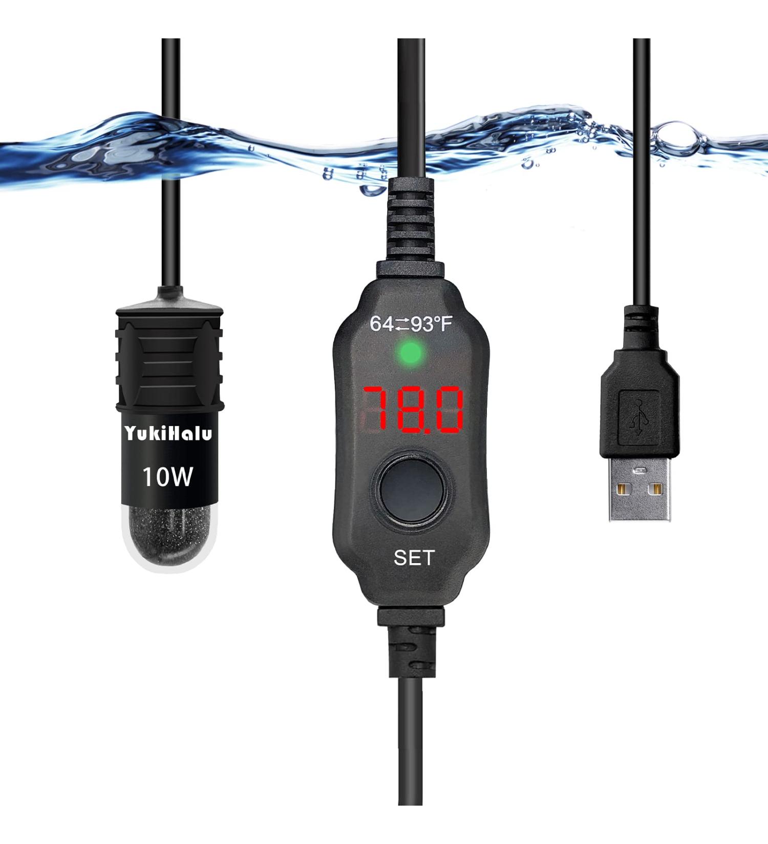 YukiHalu 10W/20W/30W Mini Aquarium Heater with Thermometer & Controller - LED Display, Ideal for 0.5-3 Gallon Tanks (USB Powered) - Buy Online on SooperMarket.com