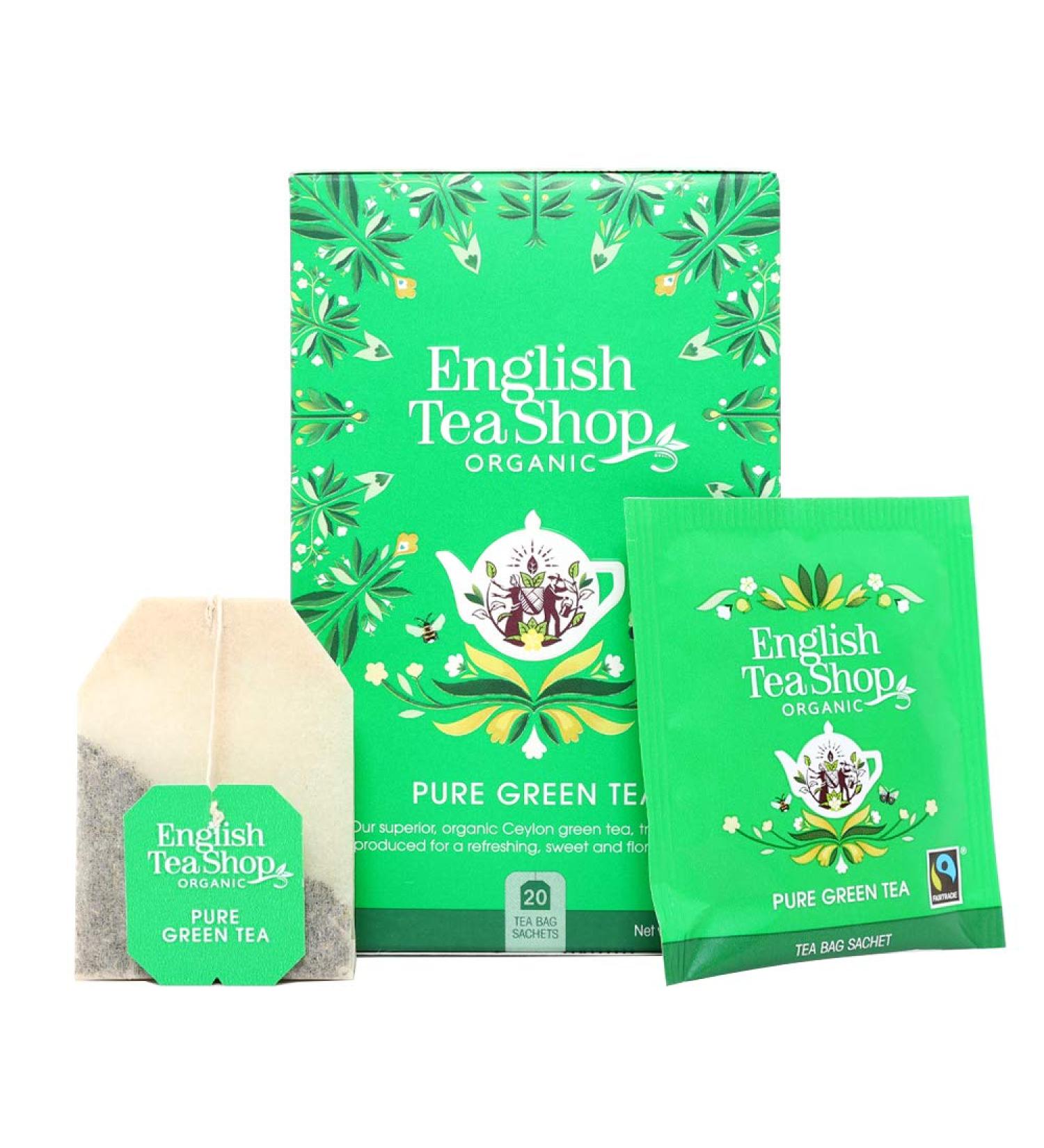 English Tea Shop Pure Green Tea - 20 Tea Bag Sachets 40g - 20 Count Pack - Organic Green Tea - Buy Online on SooperMarket.com