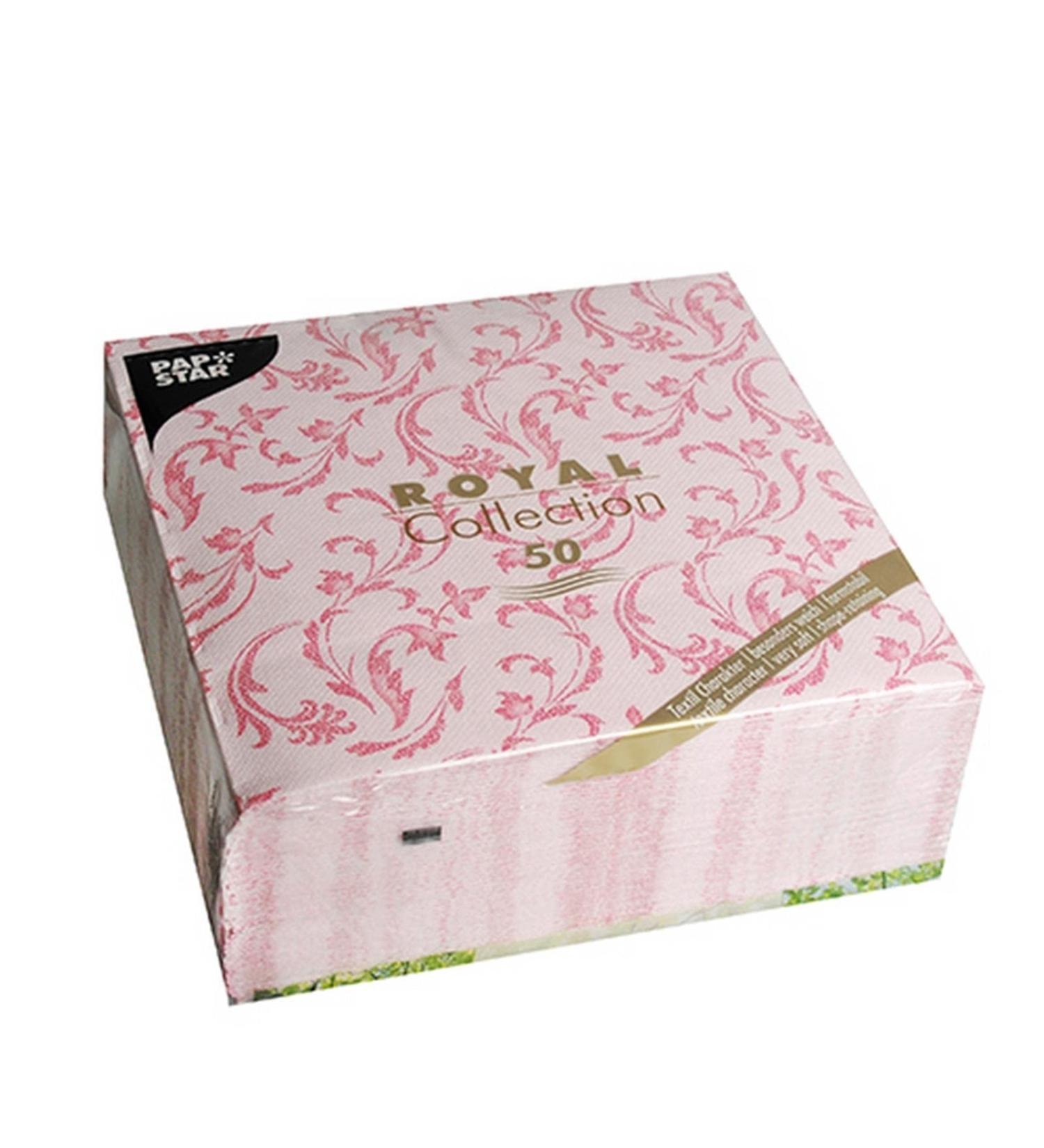 Papstar 50 napkins "ROYAL Collection" 1/4 fold 40 cm x 40 cm fuchsia "Damascato" #85002 Fuchsia 7.8 x 20 x 20 cm