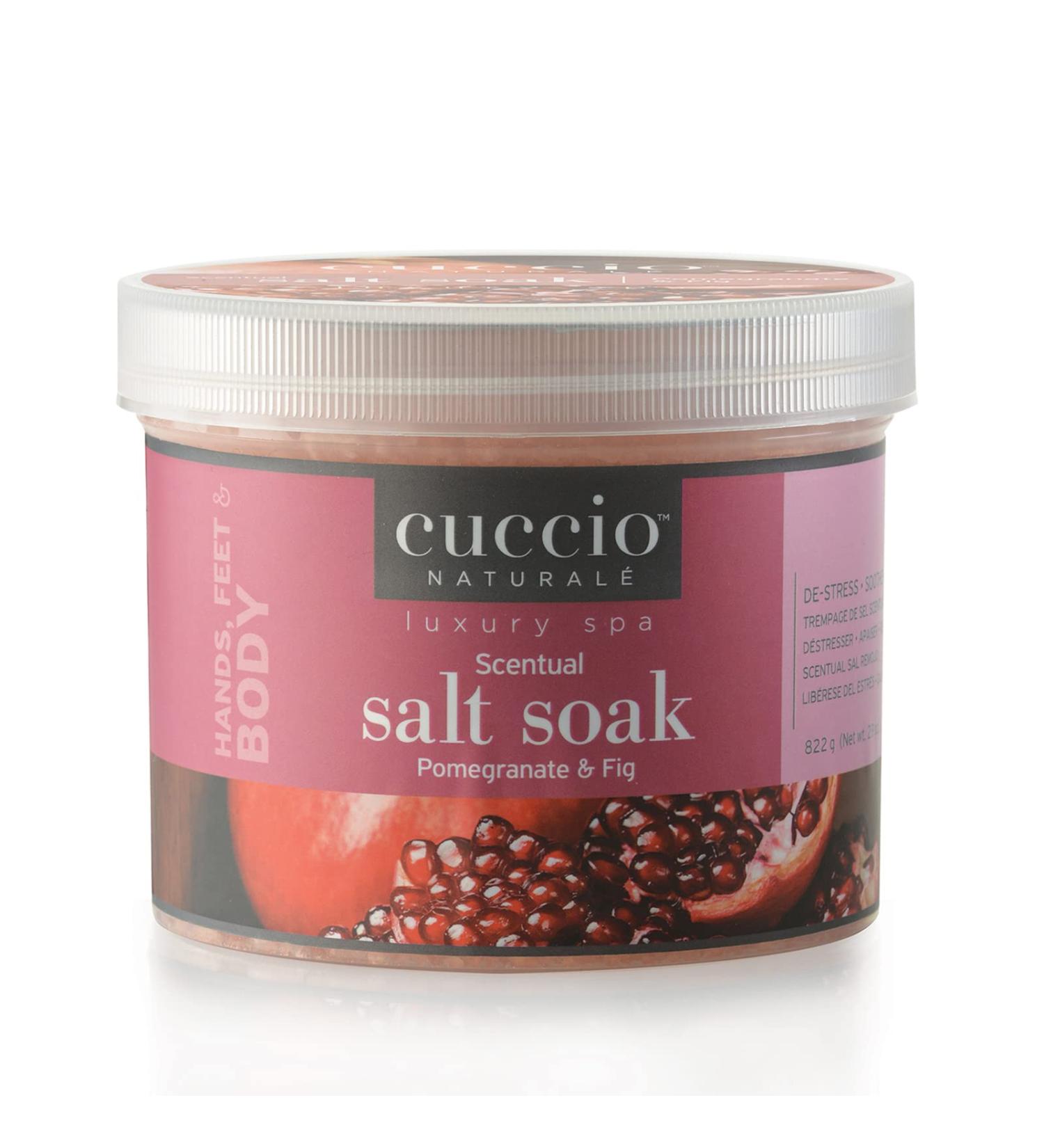 Cuccio Naturale Scentual Salt Soak - Invigorating Salts With An Irresistible Scent - Rejuvenate And Soothe Tired Feet - Softens And Leaves The Skin Fresh And Clean - Pomegranate And Fig - 29 Oz