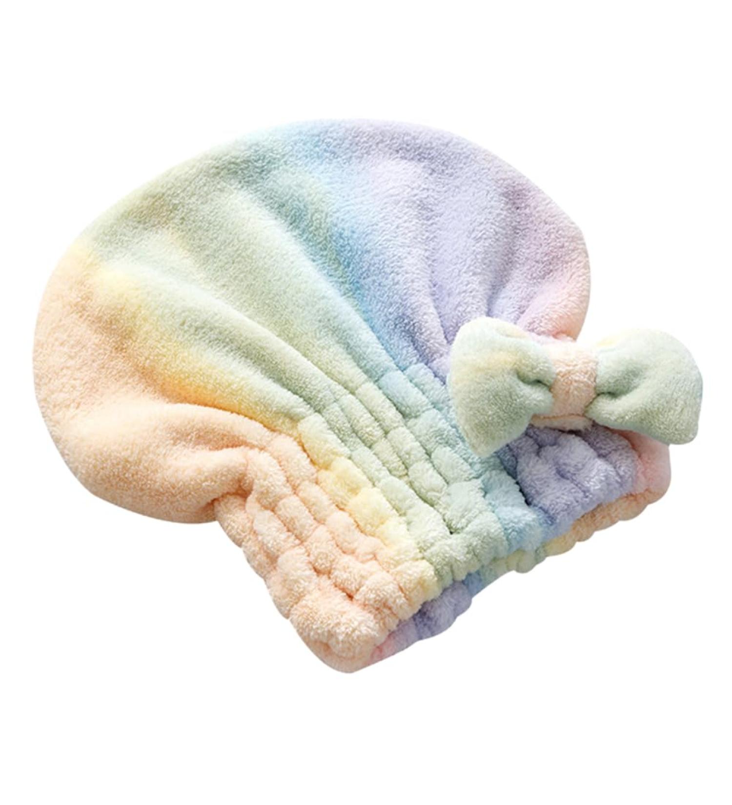 NOLITOY Quick Dry Hair Towel Wrap for Women - Cute Bowknot Design Super Absorbent for Curly & Thick Hair Colorful Elastic Hair Cap - Buy Online on SooperMarket.com