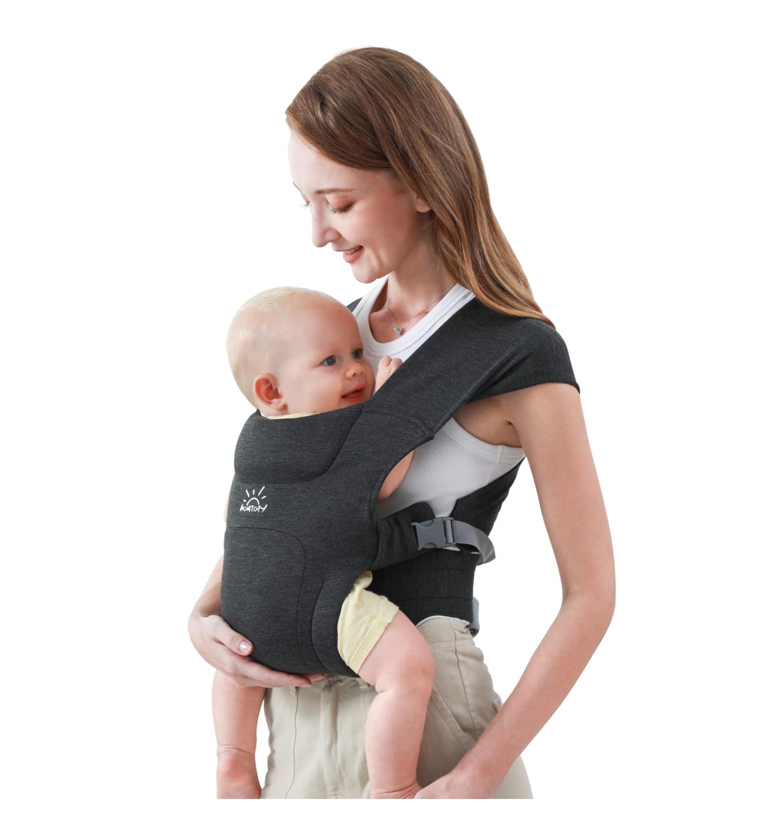 MOMTORY Newborn Baby Carrier | Cozy Wrap with Hook&Loop | Adjustable & Soft Fabric | Deep Grey - Buy Online on SooperMarket.com