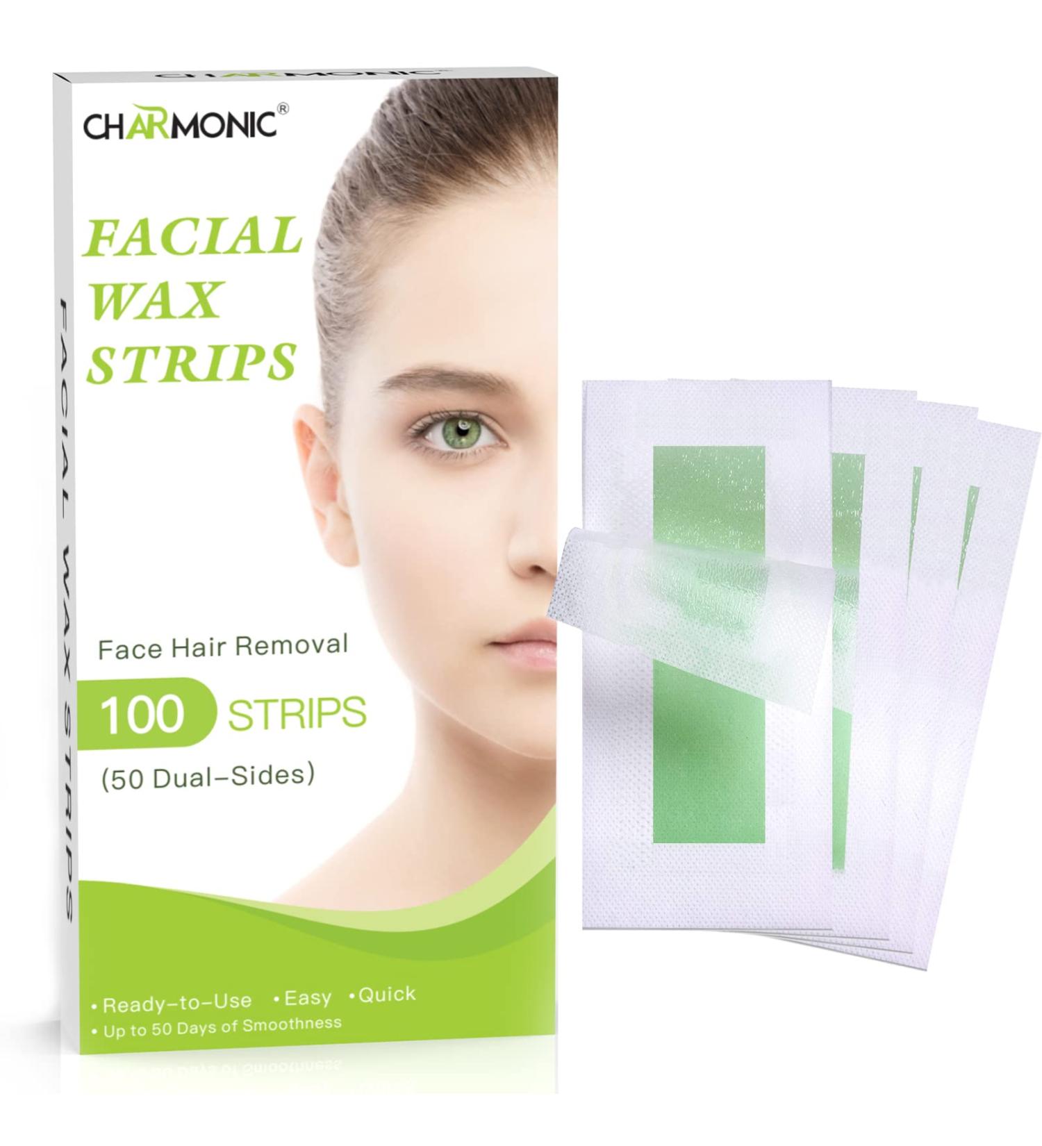 100 Pcs Facial Hair Removal Wax Strips for Women - Upper Lip, Cheek, Eyebrow Hair Remover Kit - Quick, Painless & Suitable for All Skin Types - Buy Online on SooperMarket.com