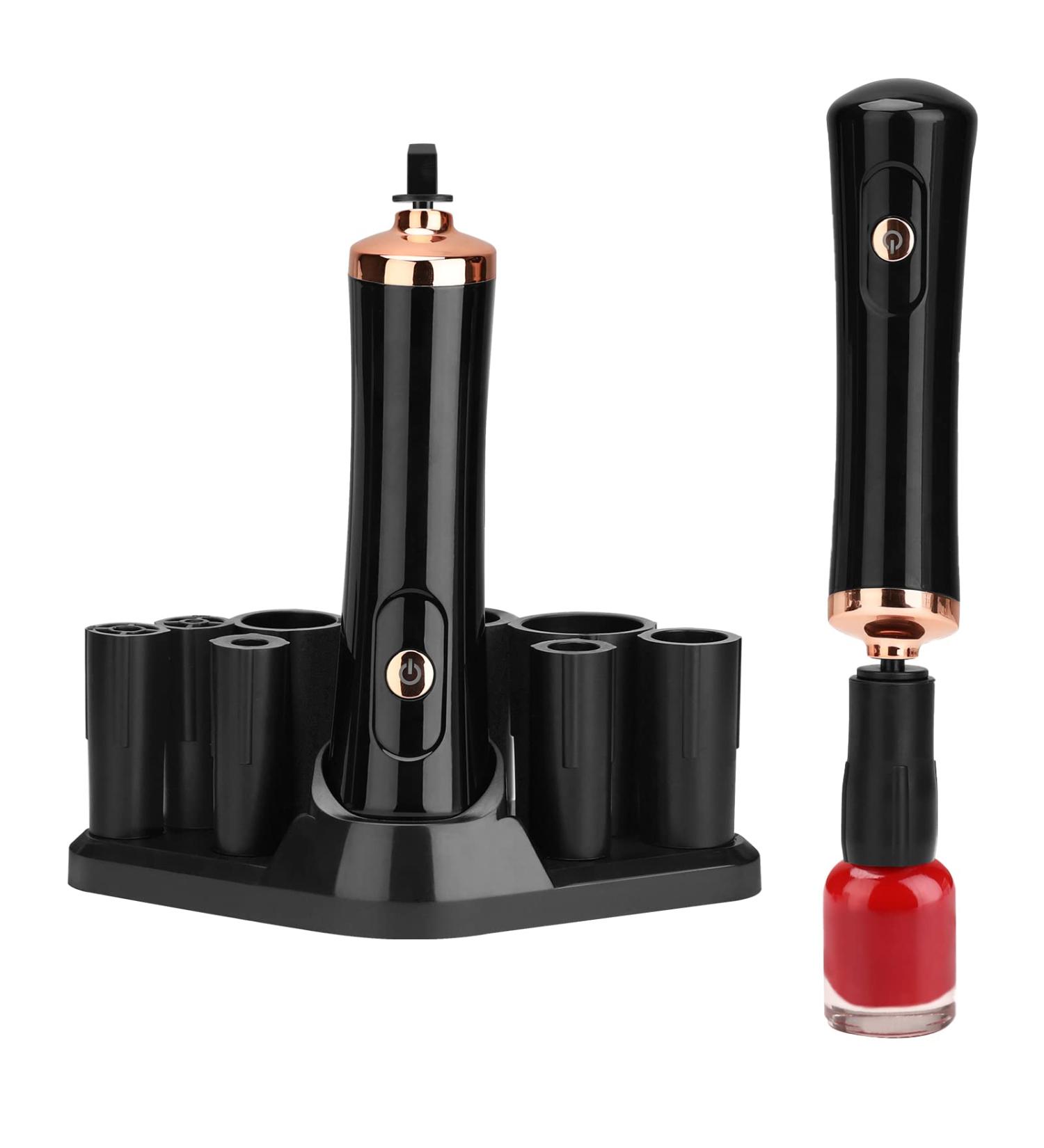 Electric Nail Lacquer and Glue Shaker for Eyelash Extensions - Handsfree Time Saving Tool with 2 Connectors, 9 Caliber Sizes, Even Liquid Mixing - Black - Buy Online on SooperMarket.com