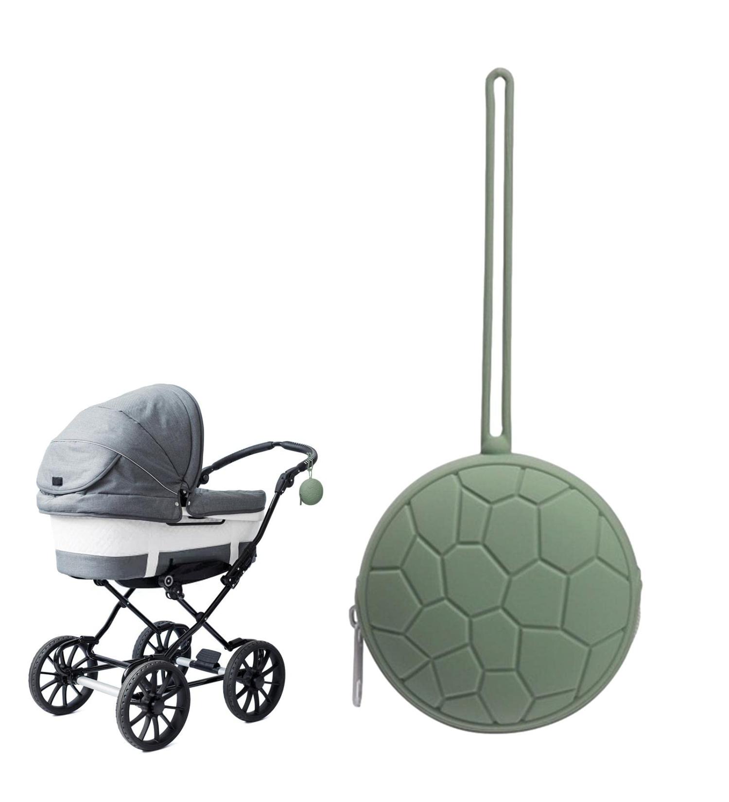 Baok Silicone Pacifier Travel Case | Portable Pacifier Holder with Zip Lanyard | Diaper Bag & Stroller Accessory in Green - Buy Online on SooperMarket.com