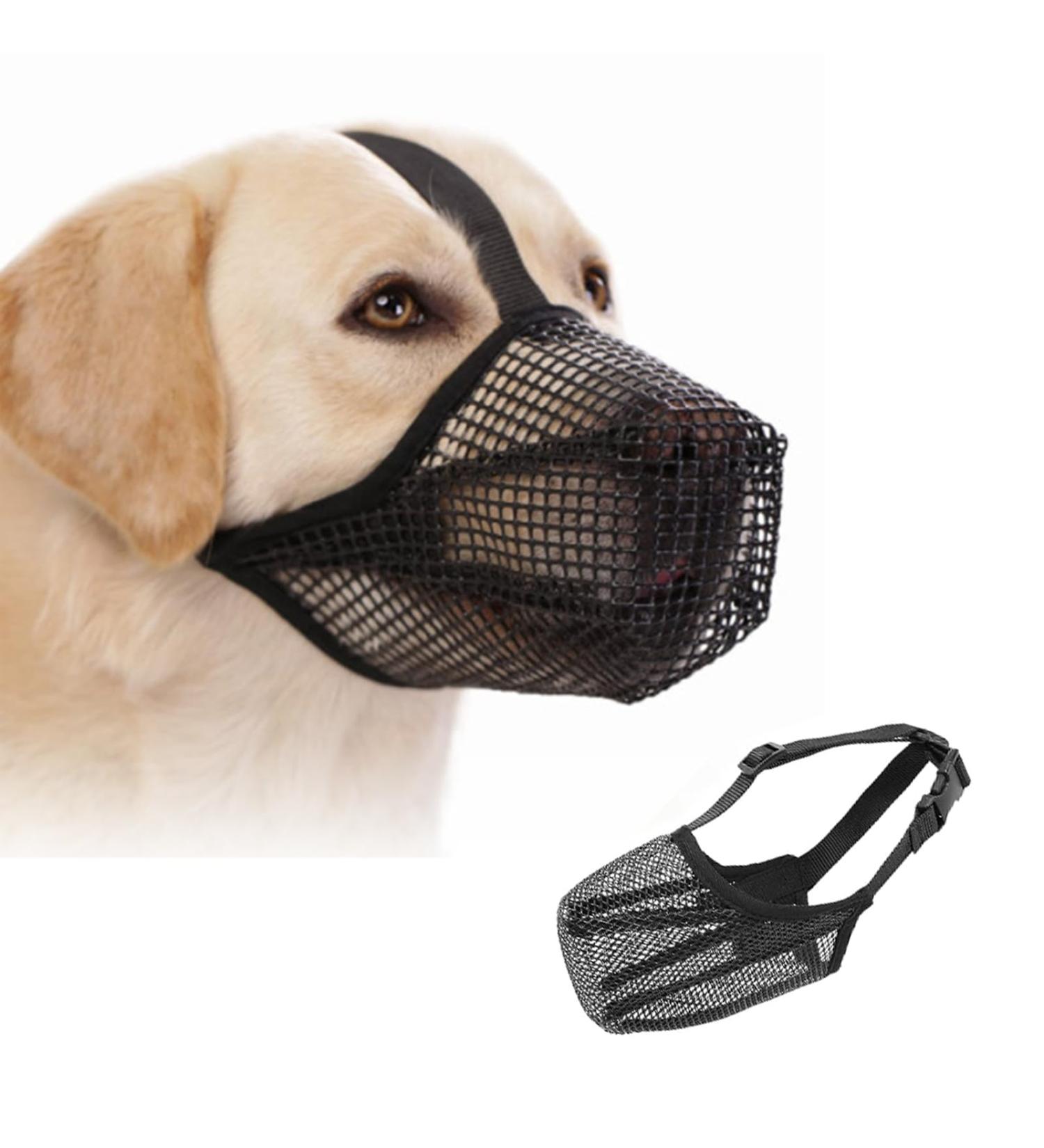 Breathable Dog Muzzle - Adjustable Mesh for Small Medium & Large Dogs - Prevent Biting & Chewing (Black M) - Buy Online on SooperMarket.com