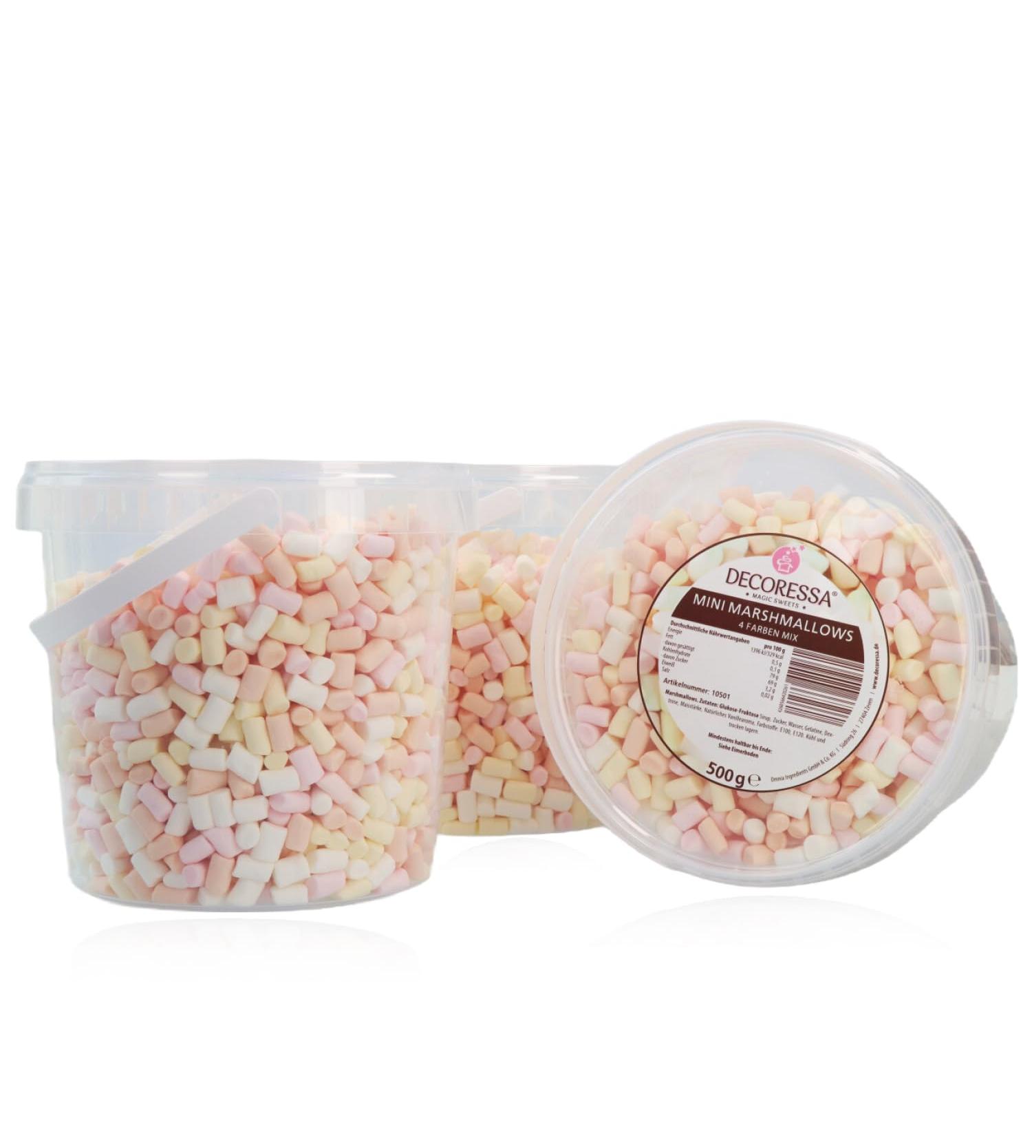 Decoressa Mini Marshmallows 4 Color Mix 500g - Perfect Topping for Ice Cream Pudding & Parties | International Shipping Available - Buy Online on SooperMarket.com