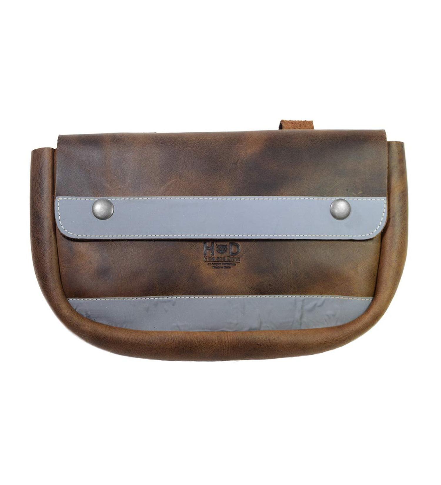 Hide & Drink Durable Leather Reflective Bike Pannier - Bourbon Brown - Buy Online on SooperMarket.com
