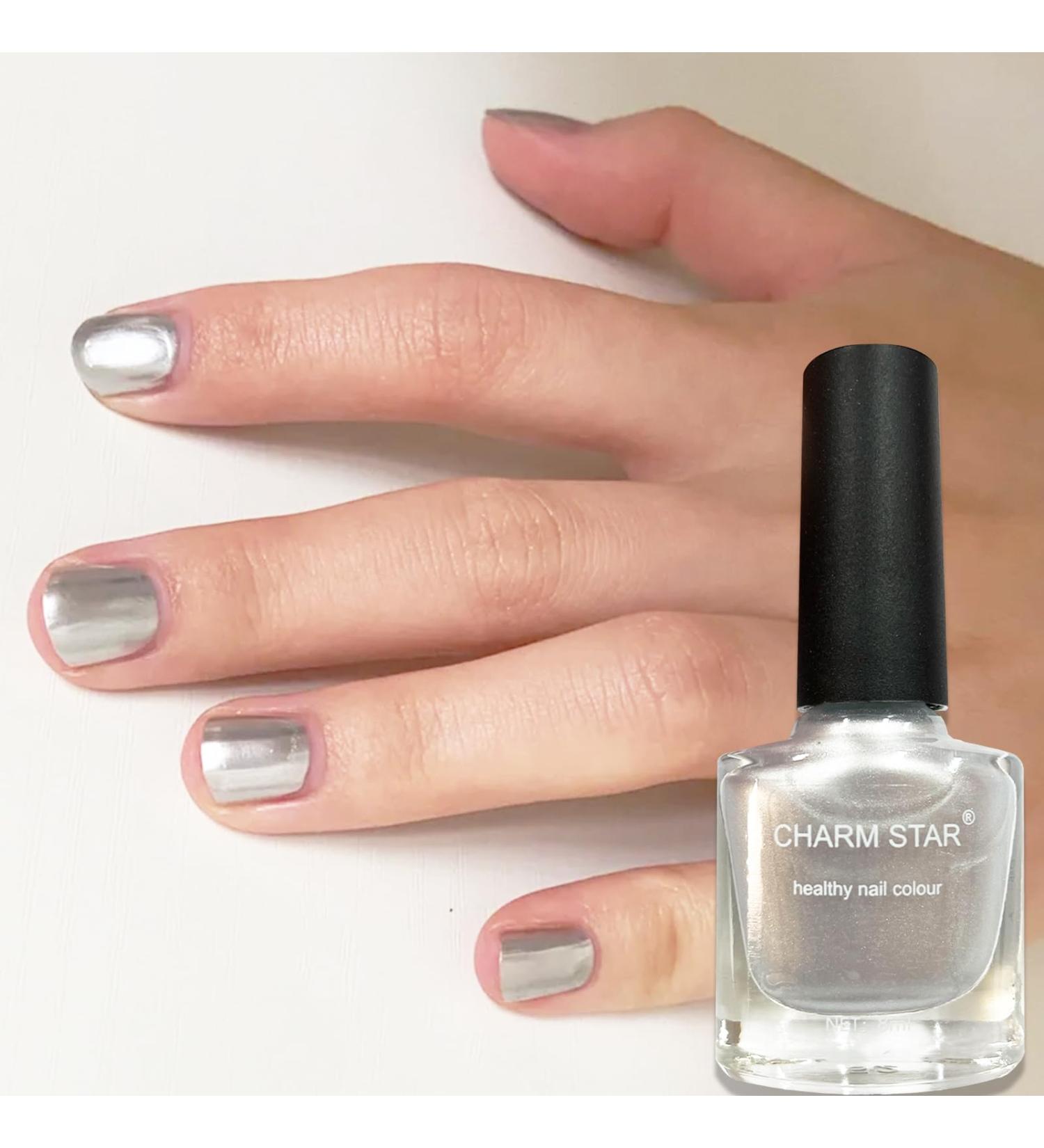 Silver Nail Polish Glitter Chrome Metallic Nail Varnish Quick Dry Breathable Holographic Metal Mirror Effect Nail Polish No UV Needed Nail Polish Nail Art DIY Nail Salon for Women Girls at Home - Buy Online on SooperMarket.com