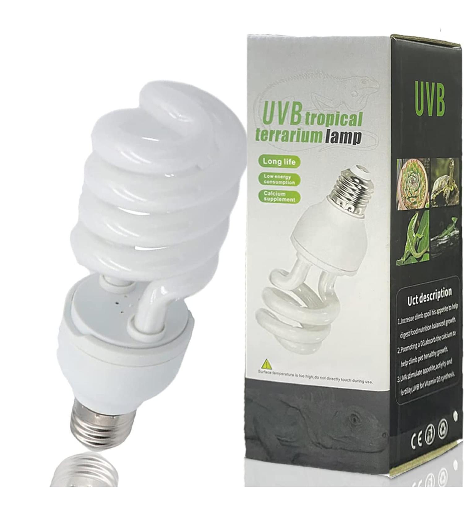 Qeeheng UVB 5.0 Lamps for Reptiles - Energy-Saving Turtle Light Bulb for Tropical Terrariums - 26W Calcium Supplement for Water Turtles & Snakes - Buy Online on SooperMarket.com