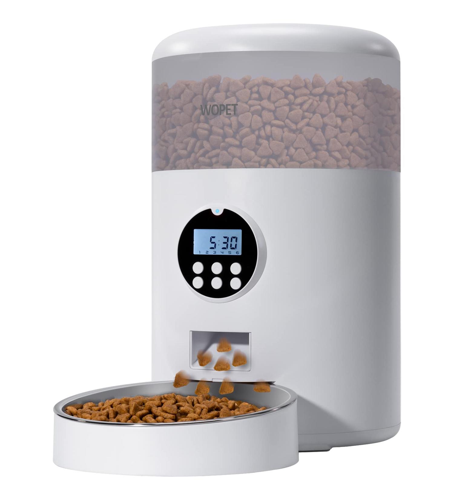 WOPET 4L Automatic Cat Feeder with Desiccant Bag - Programmable Pet Food Dispenser for Small/Medium Pets - White - Buy Online on SooperMarket.com