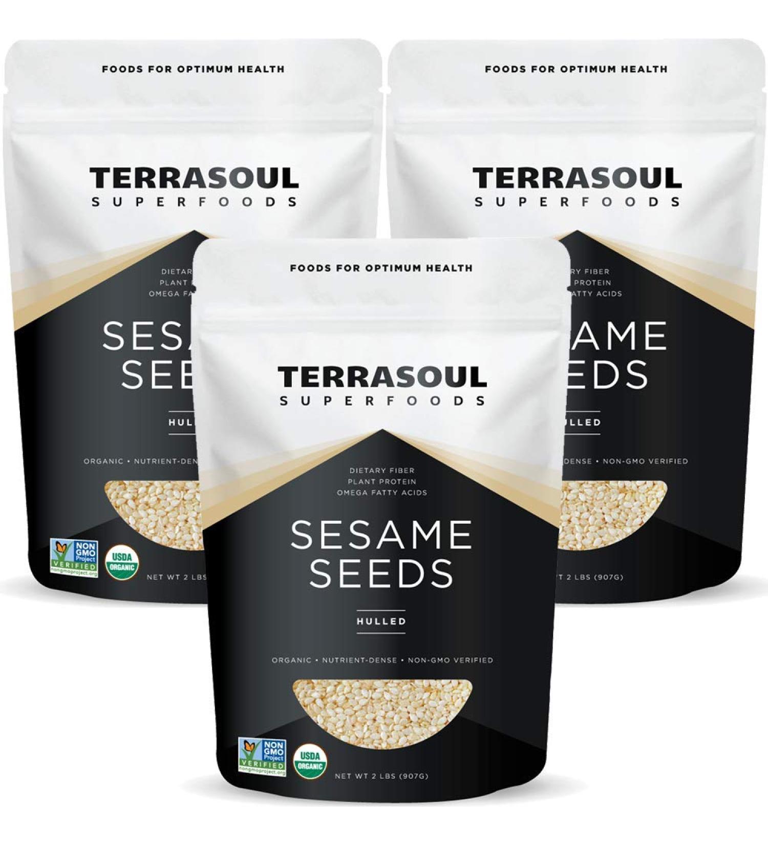 Terrasoul Superfoods Organic Hulled Sesame Seeds 6 Lbs (3 Pack) - Ideal for Tahini | Gluten-Free & Raw - Buy Online on SooperMarket.com