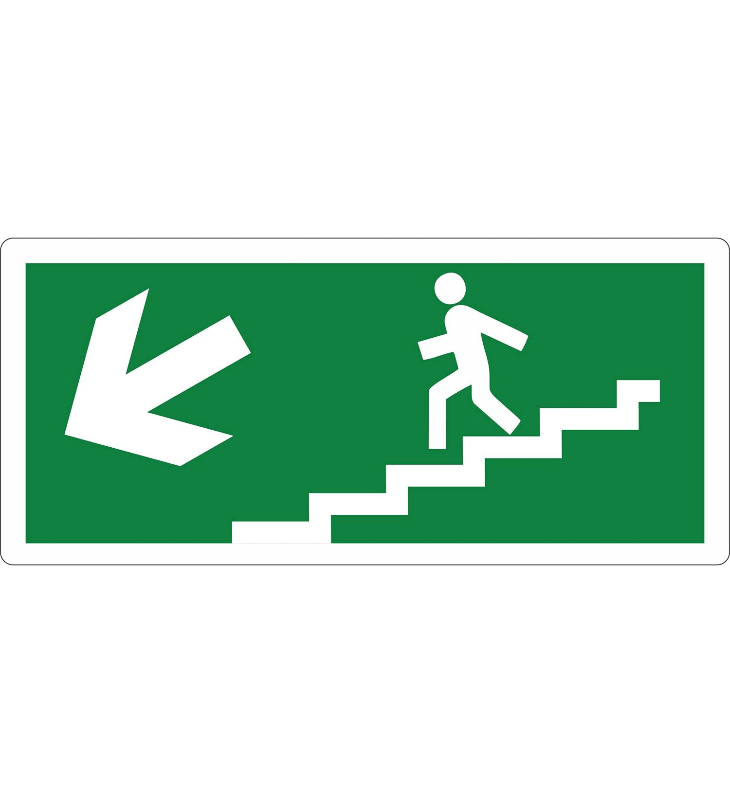 Buy Pubblimania Emergency Exit Sign - Robust PVC for Indoor & Outdoor Use (29 x 13 cm) - Stairs Left Exit Arrow - Buy Online on SooperMarket.com