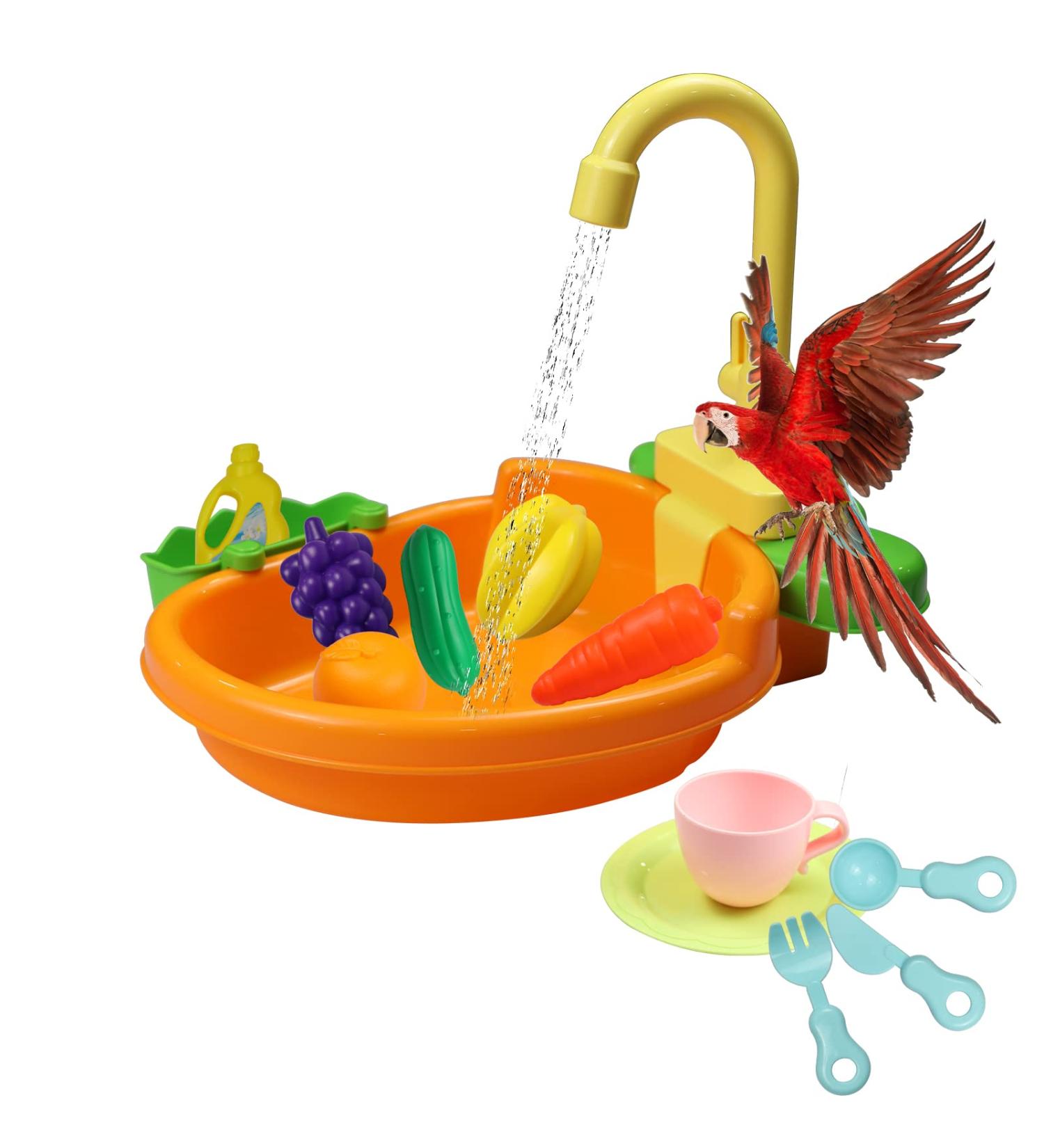 Automatic Bird Bathtub with Faucet - Ideal for Parakeets, Cockatiels, Conures, and Small Birds | SGQCAR New Orange - Buy Online on SooperMarket.com