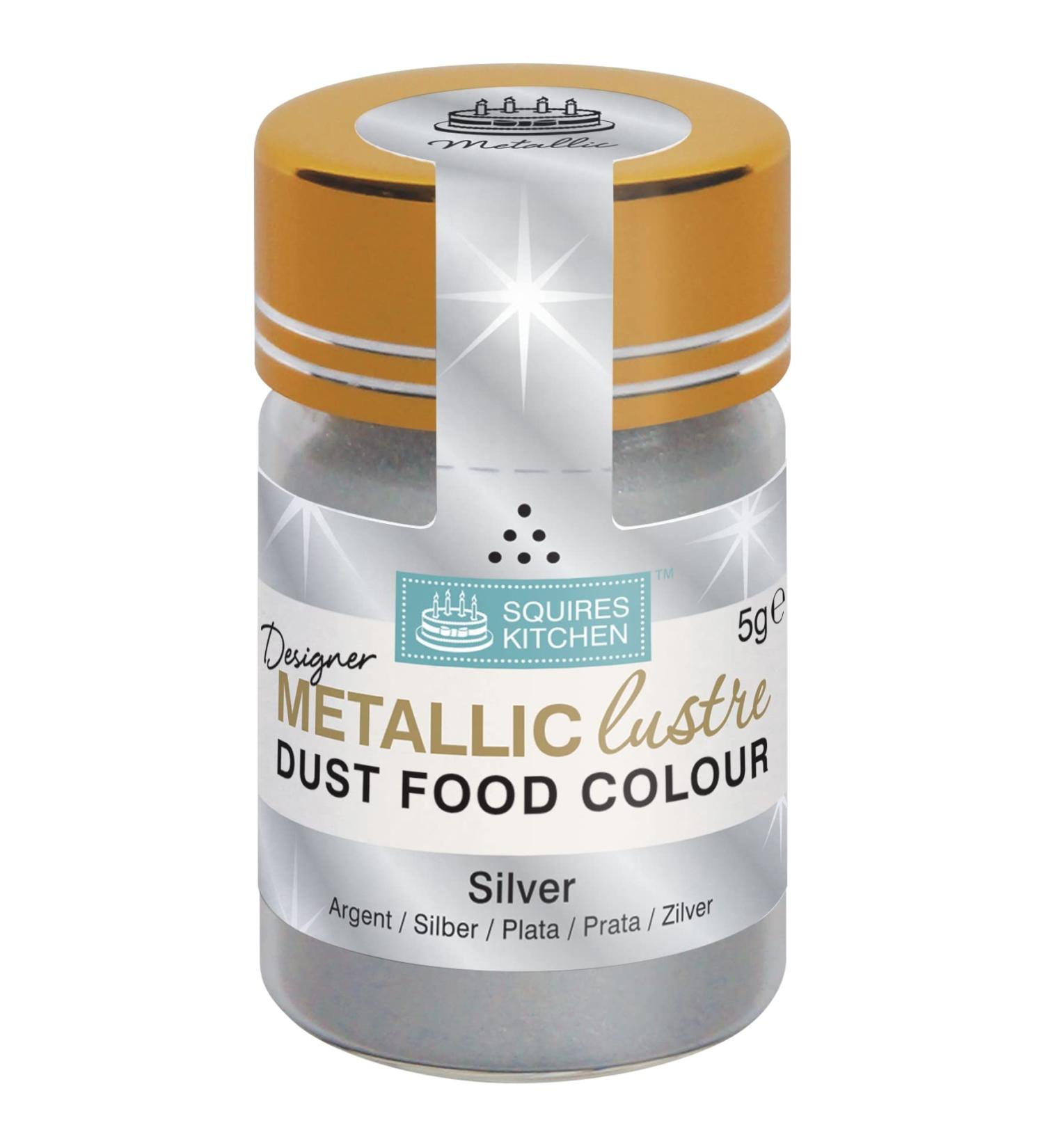 Squires Kitchen Designer Metallic Lustre Dust Silver 4g - Enhance Your Creations with Stunning Silver Shine - Buy Online on SooperMarket.com