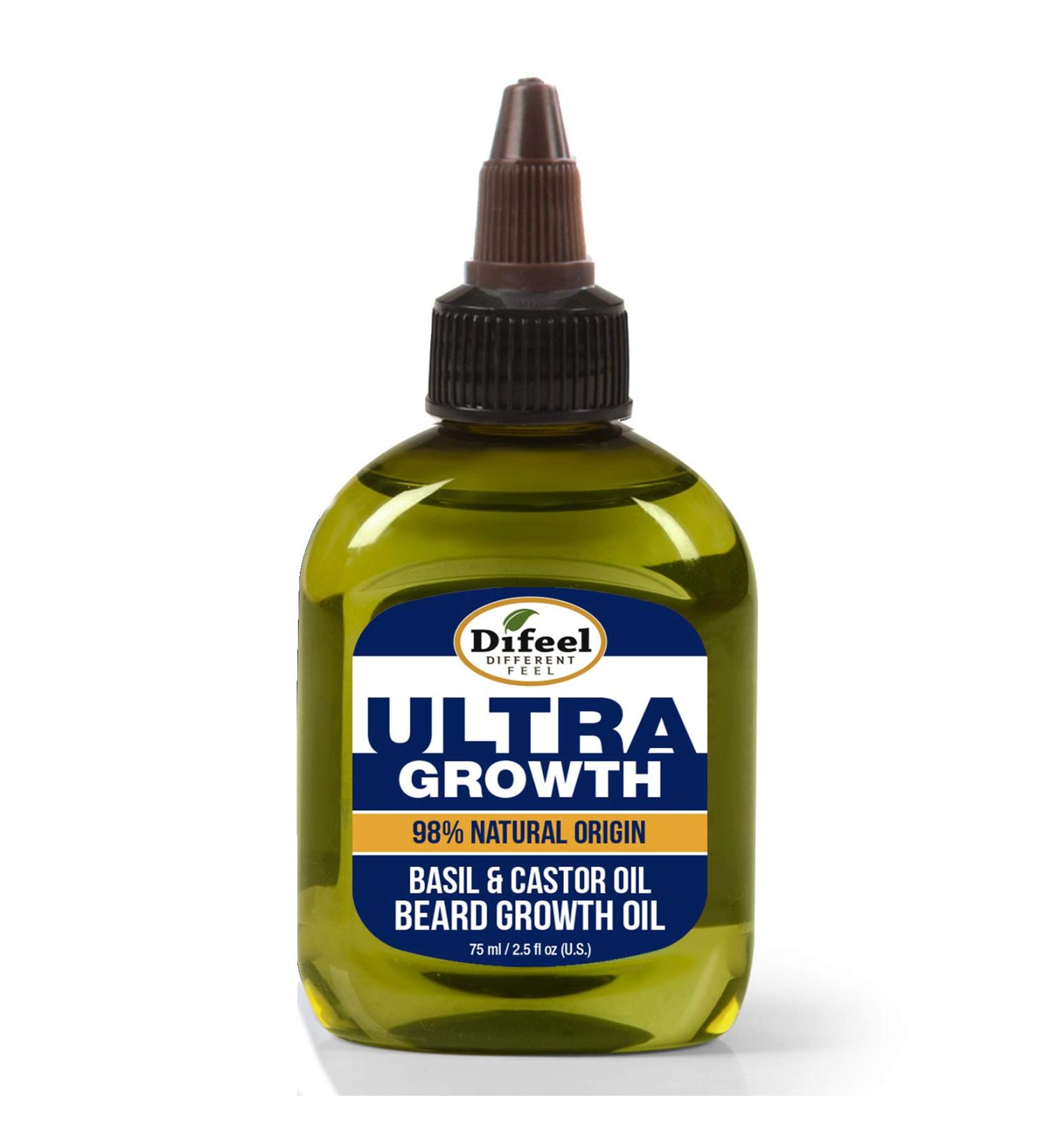 Difeel Men's Ultra Growth Basil and Castor Beard Oil 2.5 oz. - Natural Hair Growth Solution - Buy Online on SooperMarket.com