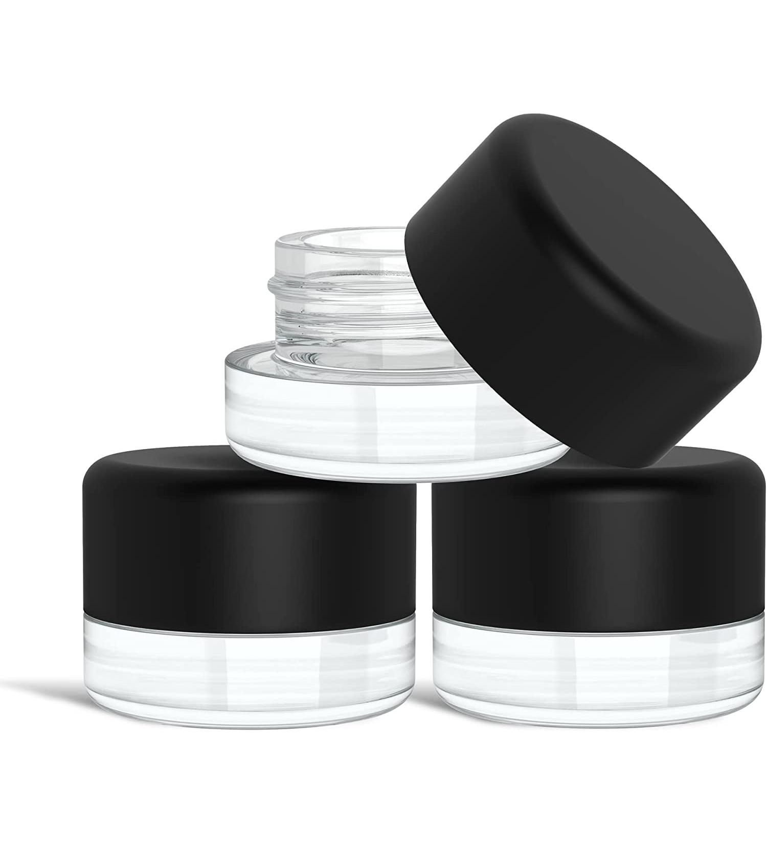 200 Pack 5ml Thick Clear Glass Containers with Black Child Resistant Lids for Oil  Lip Balm  Wax  Cosmetics - Buy Online on SooperMarket.com