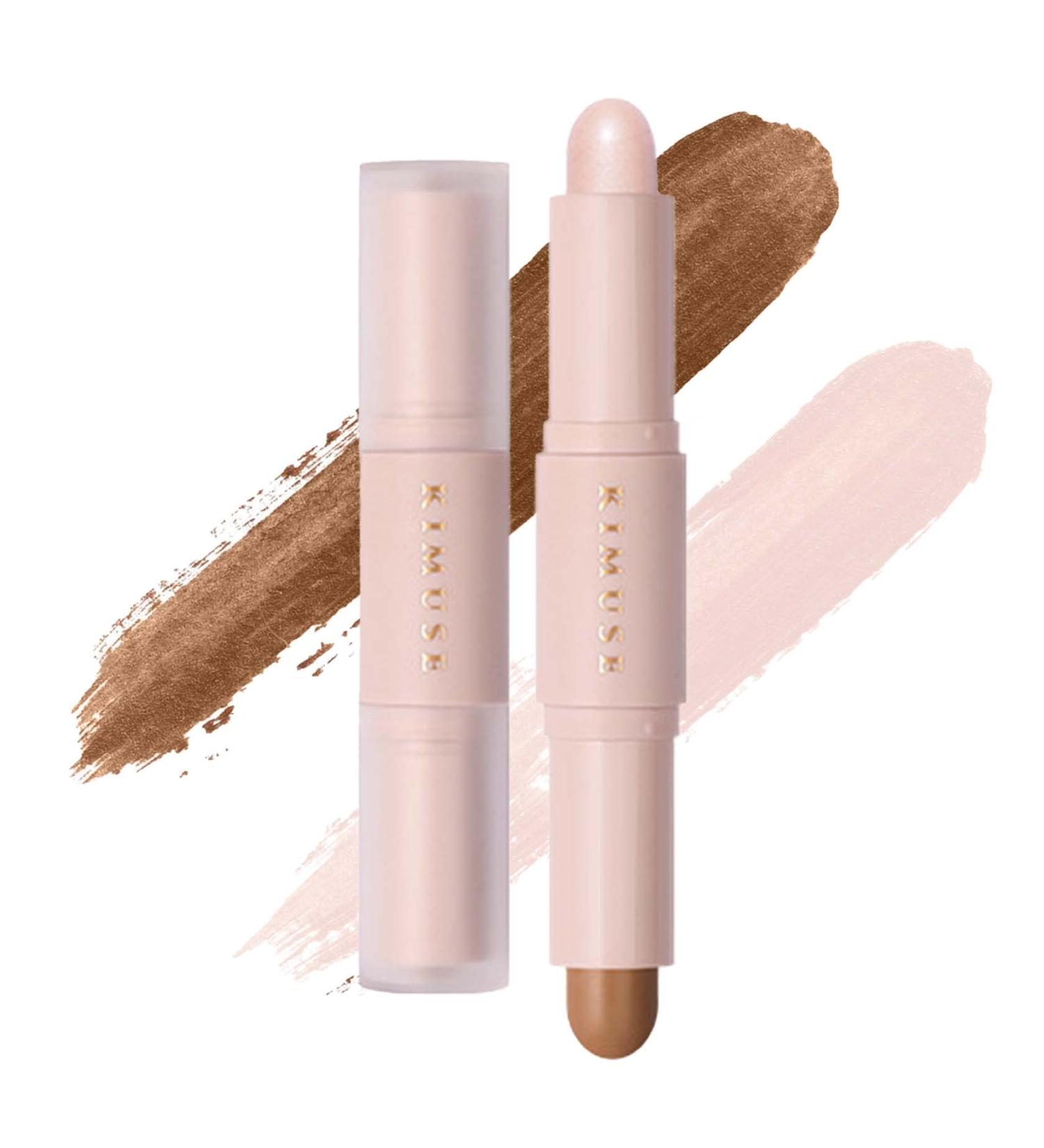 2 Color Dual Cream Contour Stick Set - Lightweight & Waterproof Highlighter and Bronzer Stick - Long Lasting Face Makeup Stick (W01LIGHT) - Buy Online on SooperMarket.com
