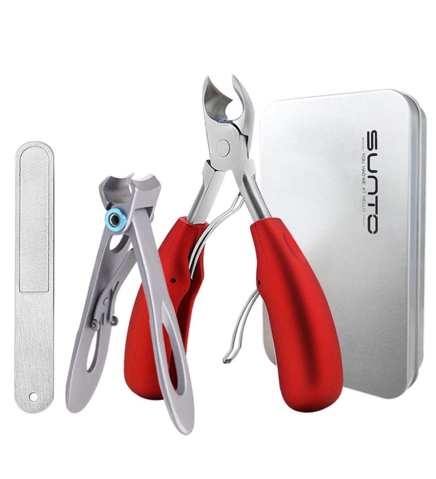 Professional Thick Toenail Clippers - Surgical Grade Stainless Steel for Ingrown Nails - Podiatrist Recommended - Large Nail Clippers for Men & Seniors - Red - Buy Online on SooperMarket.com