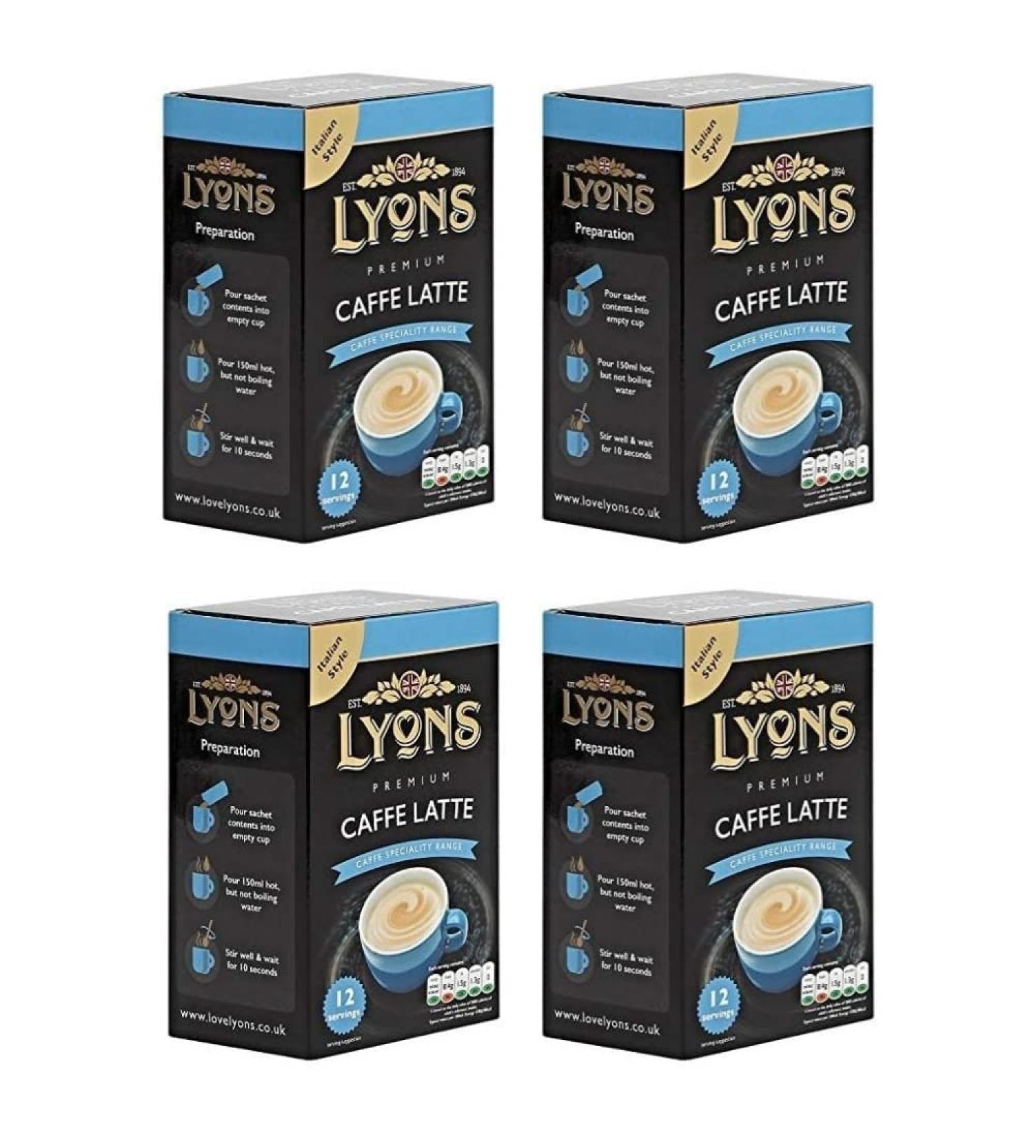 Lyons Premium Instant Coffee Bag Sachets + FabFinds Assorted Gift Mug (Caffe Latte 4X 12Sachets) 720.0 gram Pack of 1 Caffe Latte 720 g (Pack of 1) - Buy Online on SooperMarket.com