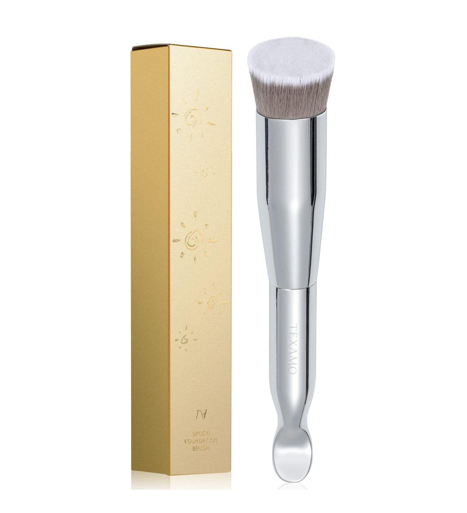 TEXAMO Spoon Dual-ended Angled Foundation Makeup Brush - Premium Face Brush for Blending Powder and Cream - Small Size with Box - Buy Online on SooperMarket.com