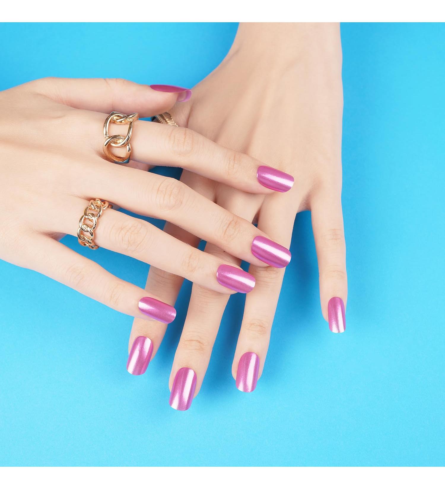 DANNI & TONI Cosmic Bloom Pink Metallic Mirror Nail Wraps - 28 Salon-Quality Gel Stickers - Buy Online on SooperMarket.com