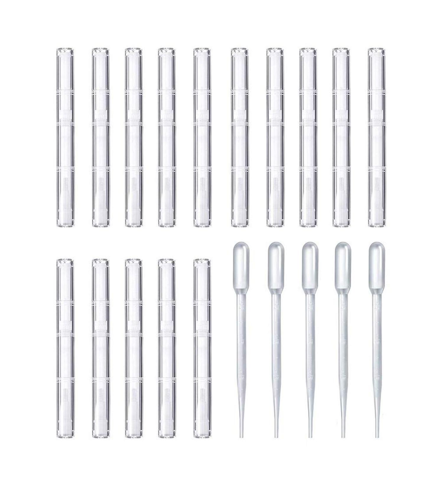 Kalolary 15Pack 3ML Nail Oil Pen Container with Brush Tip Empty Cuticle Oil Lip Gloss Container Applicators Eyelash Growth Liquid Tube with 5PCS Transfer Pipettes - Buy Online on SooperMarket.com
