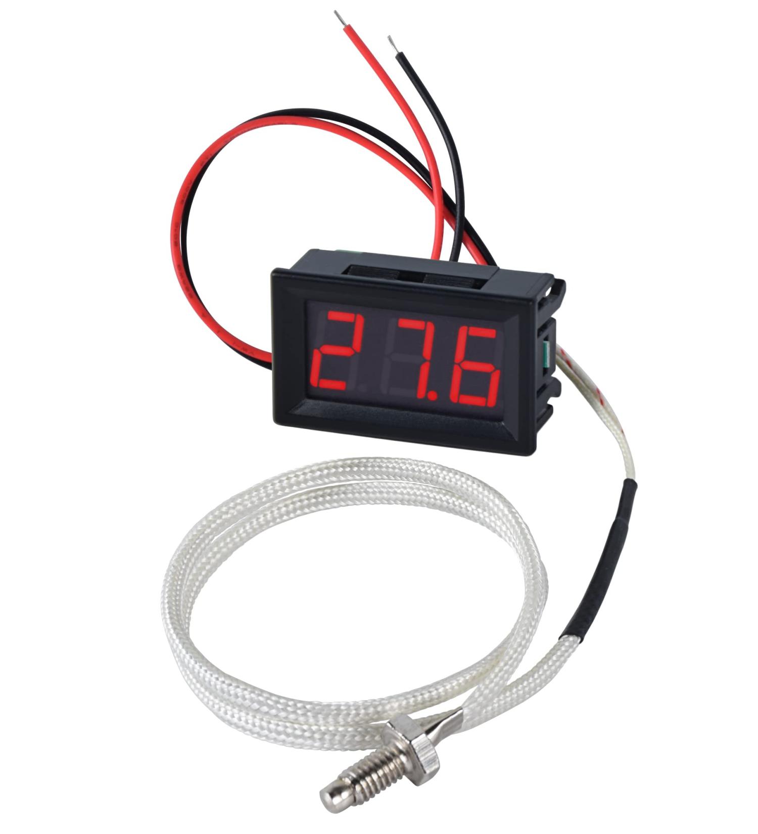 Buy FBBULES Waterproof LED Digital Thermometer -30 to 800 for Aquarium & Fridge | Mini K-Type Temperature Tester DC 12V - Red 48x29x23mm - Buy Online on SooperMarket.com