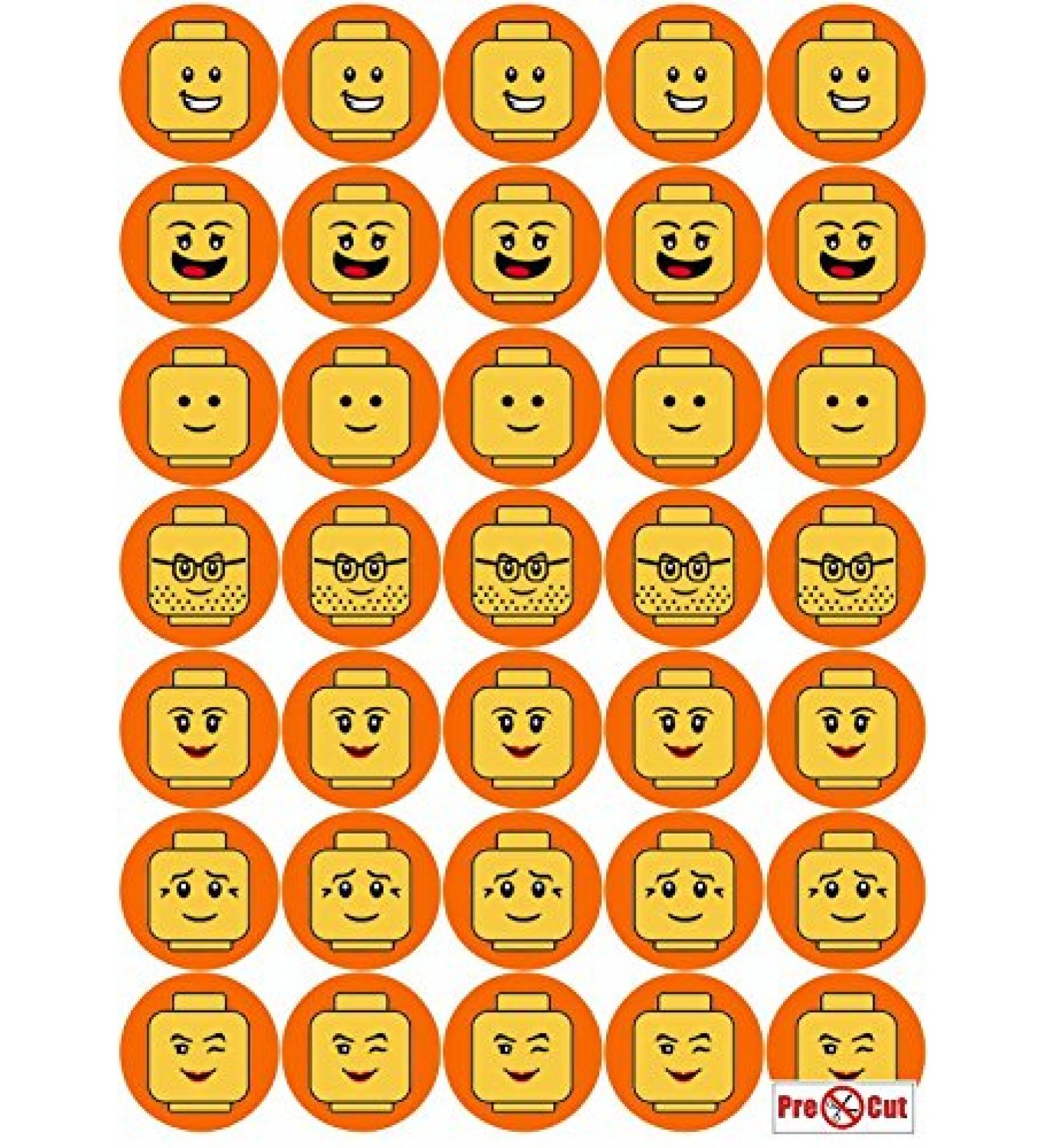 35 x Pre Cut Minifigure Faces Cake Cupcake Toppers/Decorations Edible Wafer Paper - Buy Online on SooperMarket.com