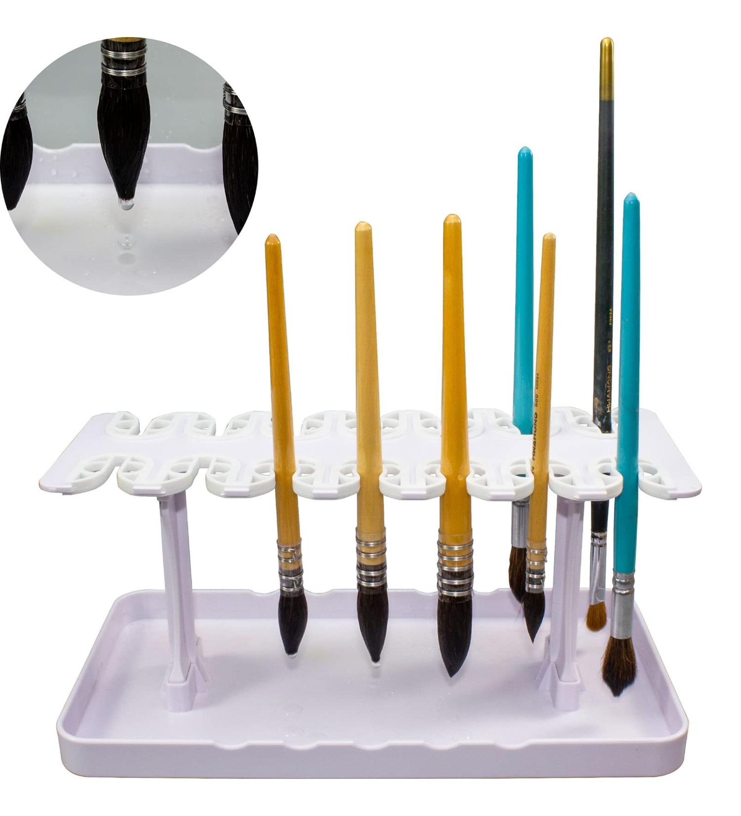 CUGEBANNA Plastic Artist Paint Brush Drying Rack - Holds 14 Brushes Upright | Paint Brush Holder - Buy Online on SooperMarket.com