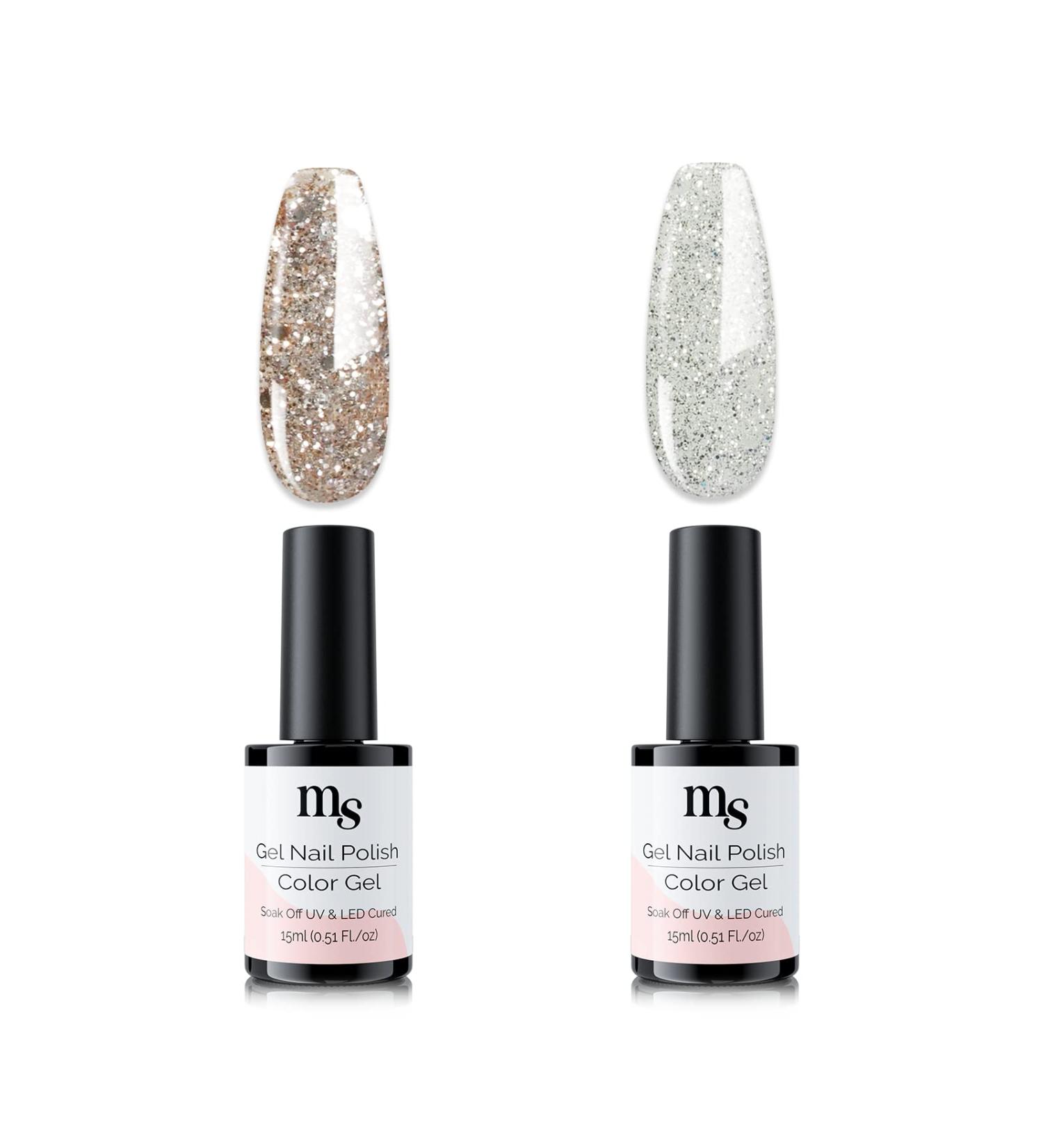 Gold & Silver Glitter Gel Nail Polish Set - UV Soak Off, Salon Quality DIY Manicure Kit - Buy Online on SooperMarket.com