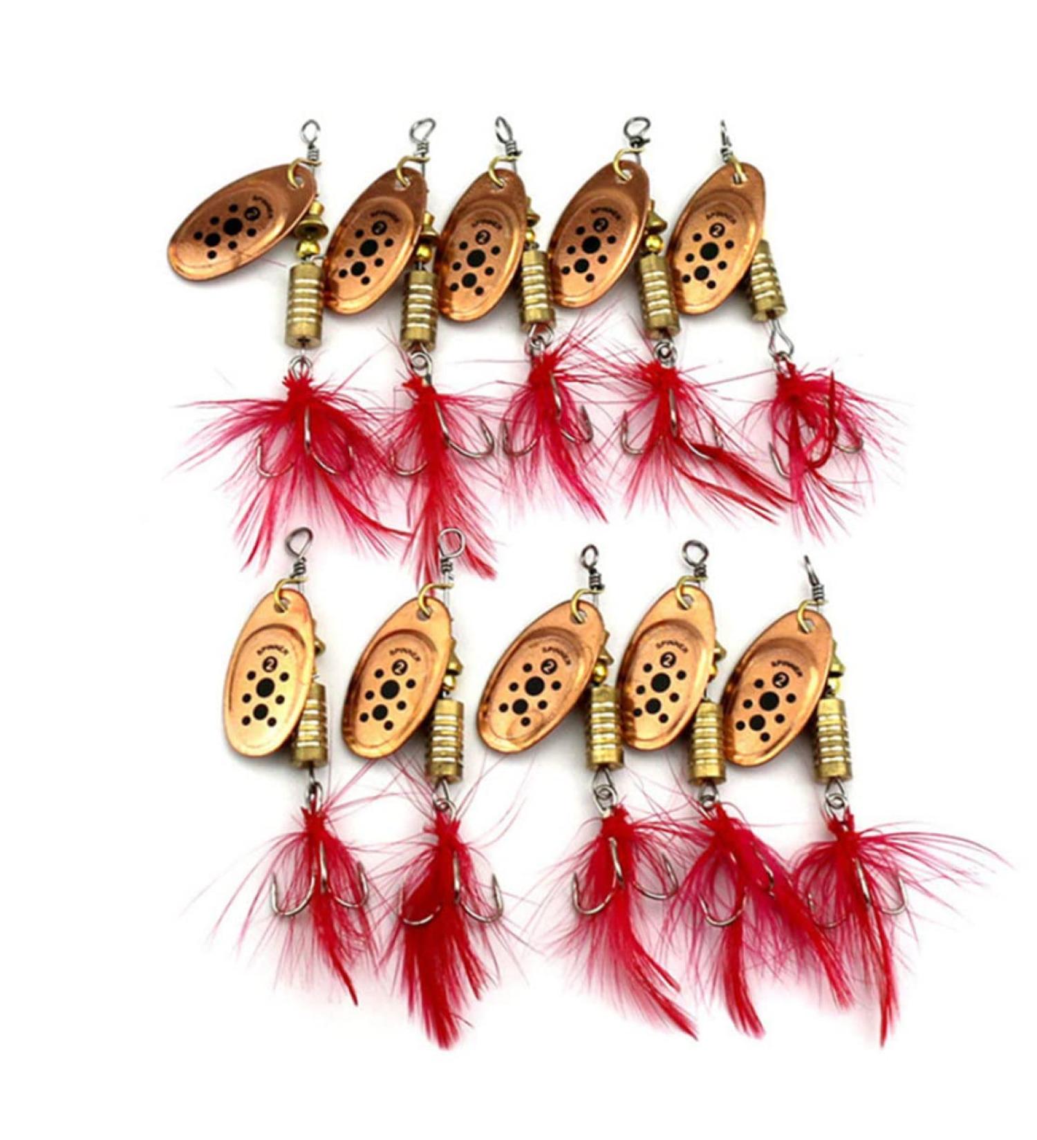 10PCS Spinner Lures Metal Bait Sequins Spinner Fishing Lures Fishing Lures Fishing Accessories Fishing Spinners Lifelike Fishing Bait Crankbaits Set for Outdoor Fishing Red - Buy Online on SooperMarket.com