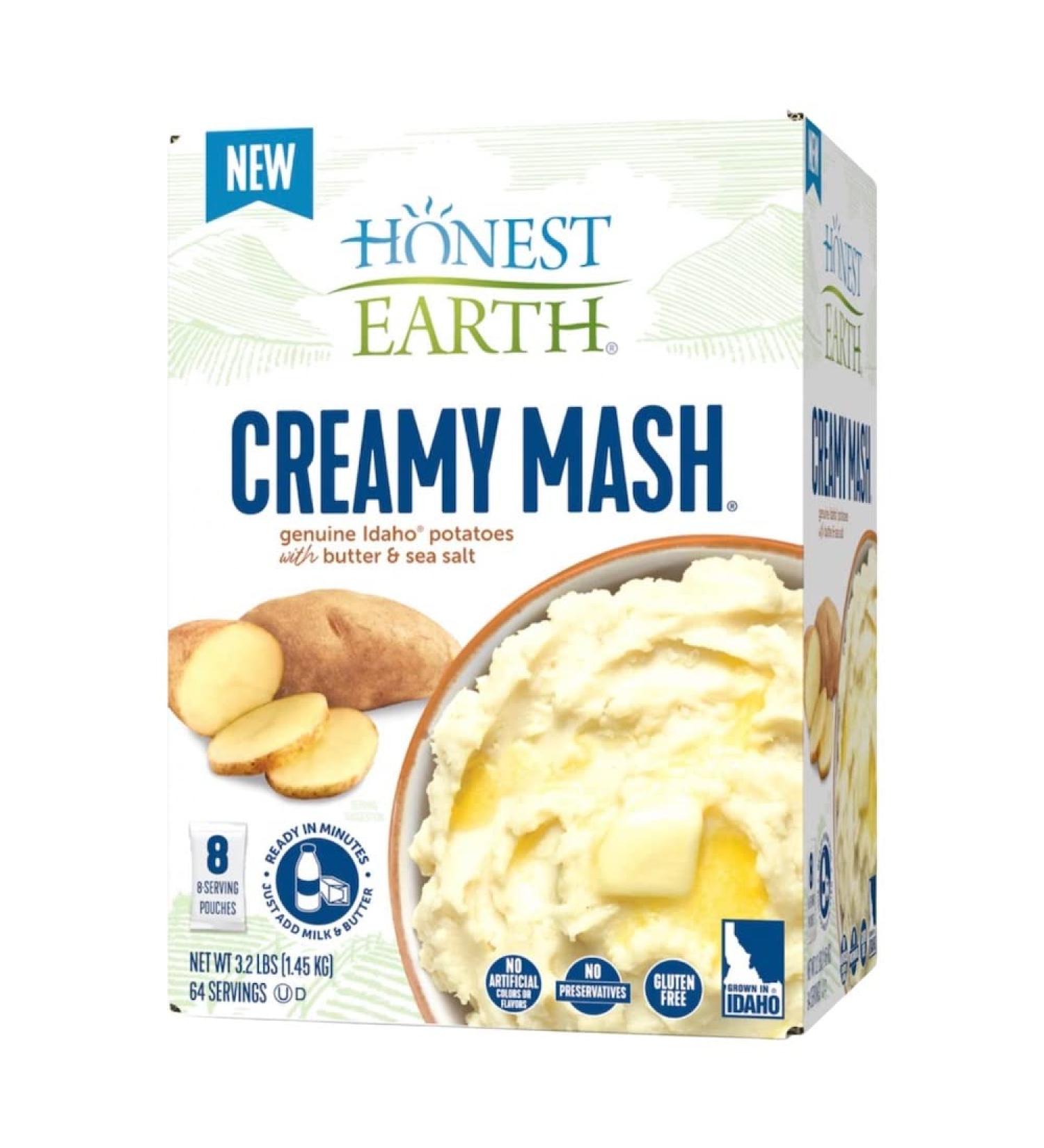 HONEST EARTH Creamy Mashed Potatoes - 8 Pouches (8 Servings Each) | Delicious and Convenient Option for Quick Meals - Buy Online on SooperMarket.com
