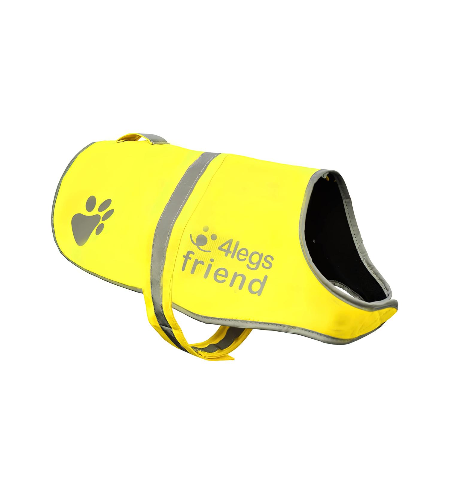High Visibility Reflective Fleece Dog Coat - Leash Hole 5 Sizes | Safe Outdoor Wear for Day & Night - Yellow M - Buy Online on SooperMarket.com