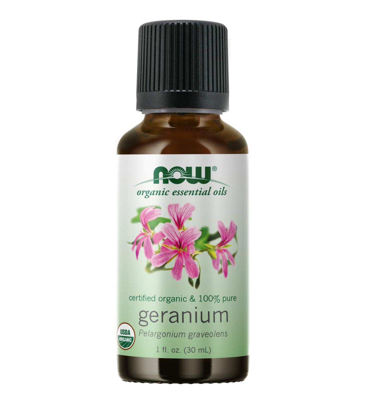 Now Foods Organic Geranium Essential Oil 1 fl oz (30 ml) - Pure & Natural Aromatherapy - Buy Online on SooperMarket.com