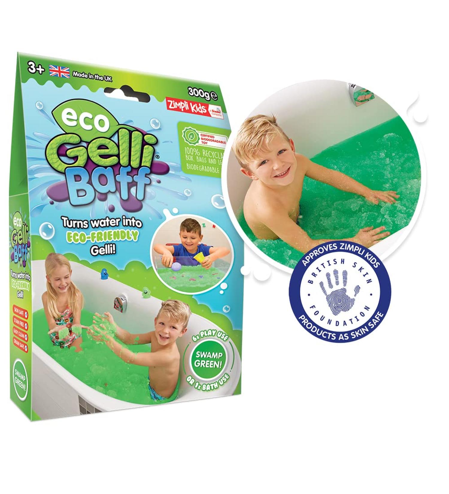 Eco Gelli Baff Green by Zimpli Kids - Sustainable & Non-Toxic Bath Toy for Kids | 1 Bath or 6 Play Uses | Make Your Own Science Experiment - Buy Online on SooperMarket.com