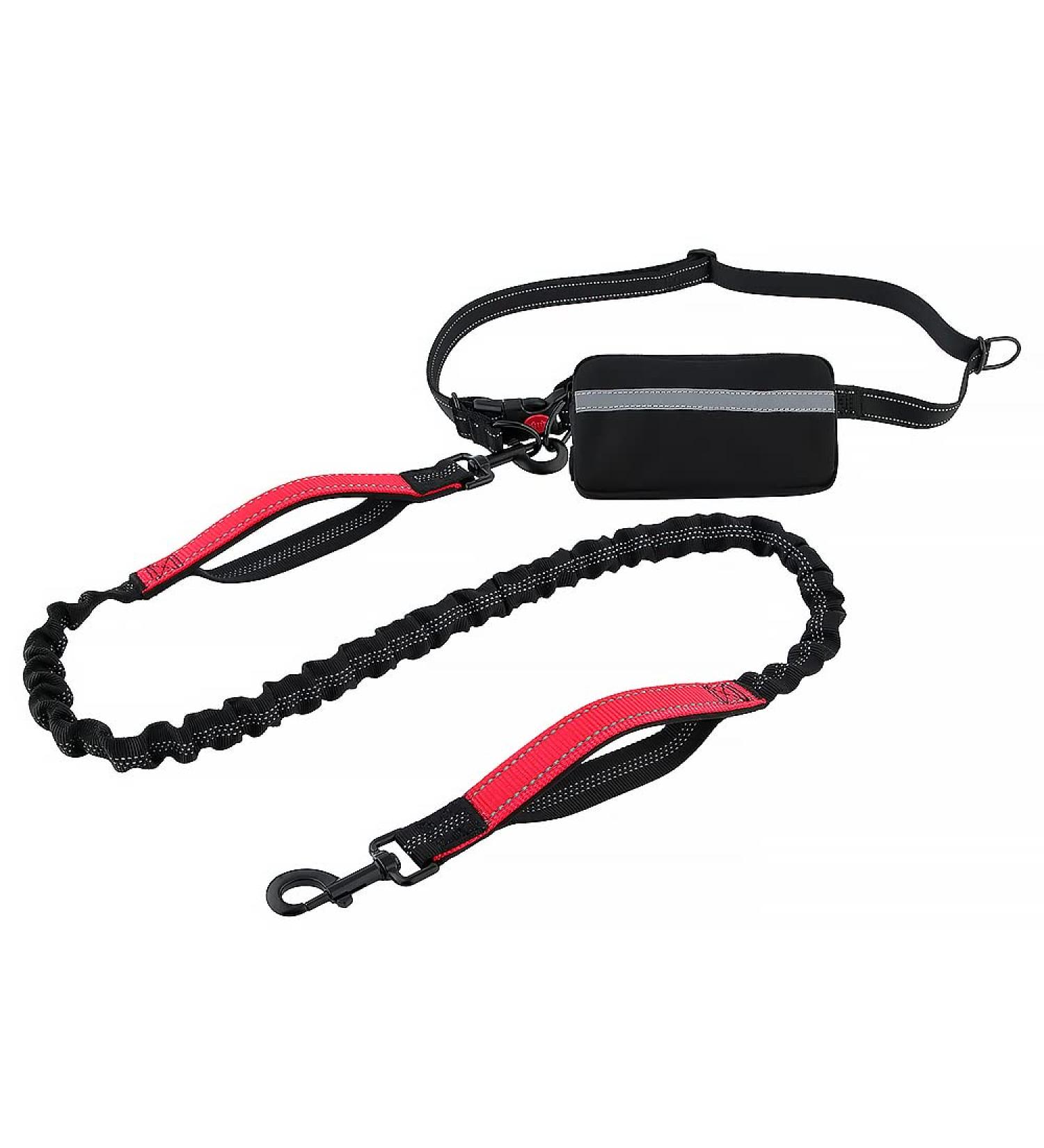 Plutus Pet Hands Free Dog Lead | Dual Handle Retractable Bungee Lead | Reflective Stitches | Adjustable Waist Lead for Medium Large Dogs - Red - Buy Online on SooperMarket.com