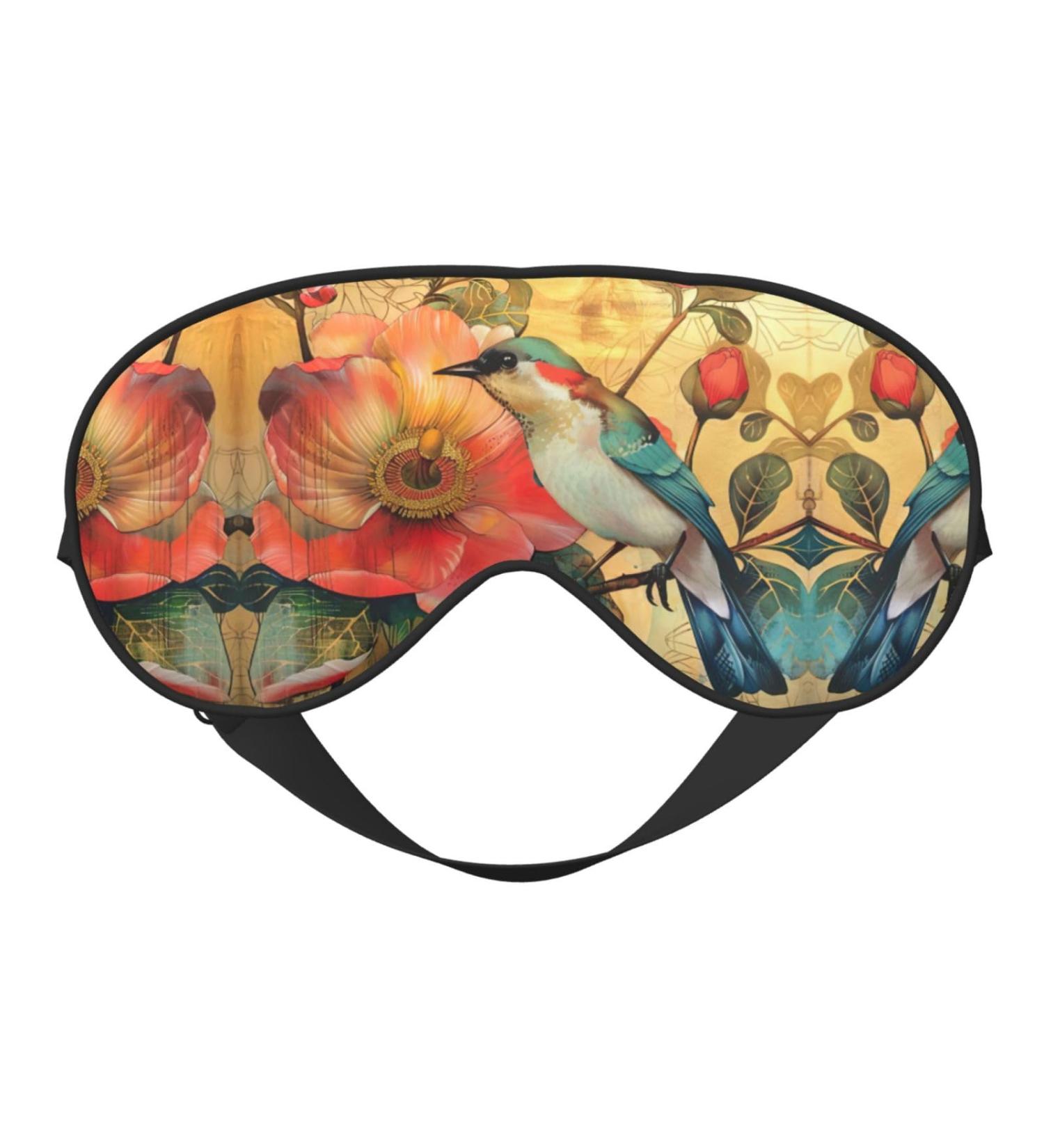 SSIMOO Flower and Bird Soft Sleep Eye Mask | Breathable Travel Eye Patch for Women | Perfect for Relaxation & Comfort - Buy Online on SooperMarket.com