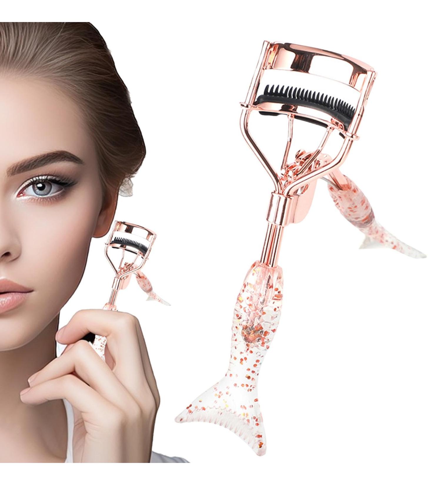 Virtcooy Small Eyelash Curler Small Fish Tail Shape Eye Curler with Comb Teeth - Ergonomic Portable Makeup Supplies Beautiful Eyelash Tools for Girls Women Females Ladies A4 Electroplated Rose Gold With Black Comb Rose Go - Buy Online on SooperMarket.com