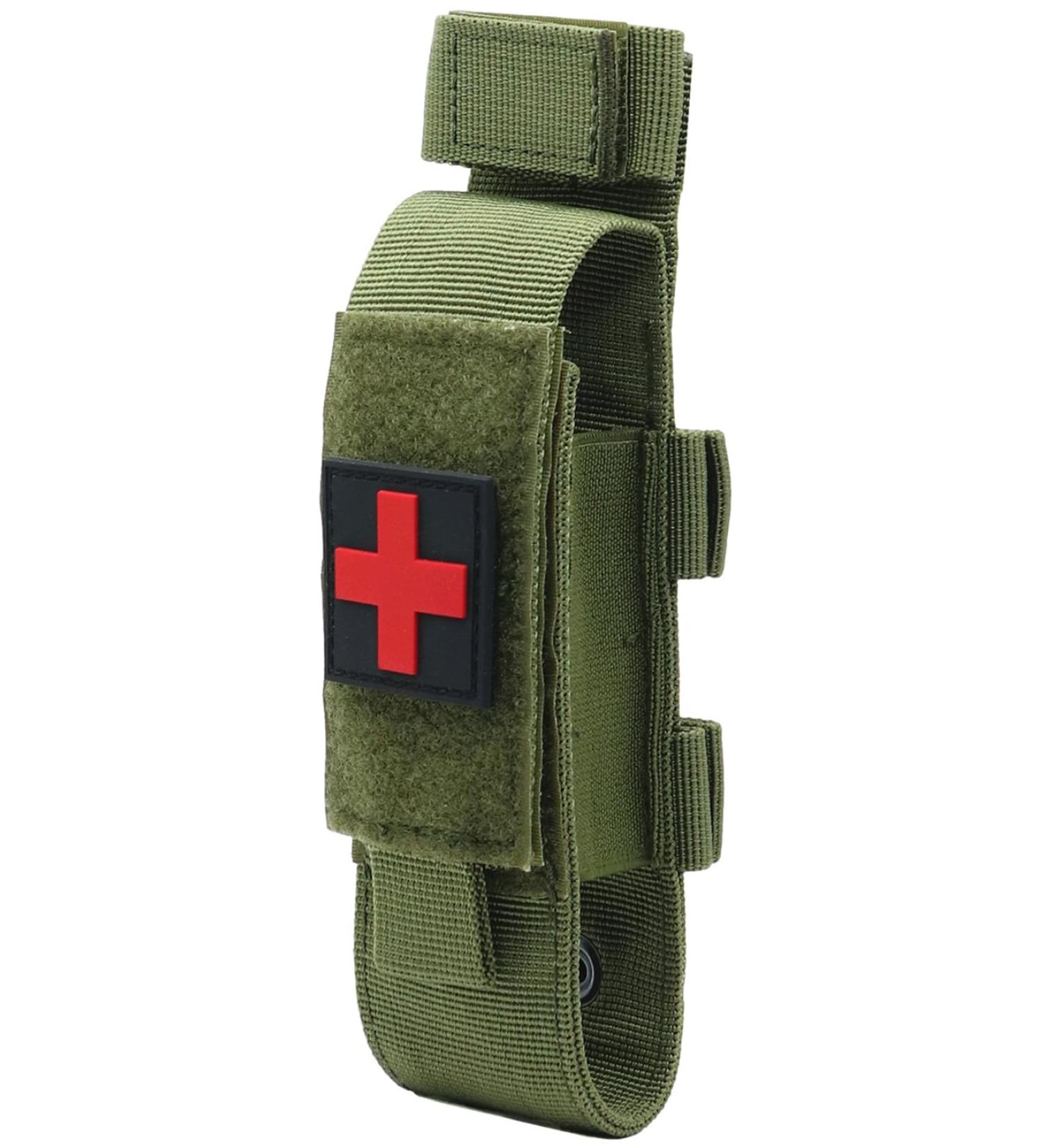 Yoncono Tactical Molle Tourniquet Holder | Portable Military First Aid Bag & Trauma Scissor Pocket - Army Green - Buy Online on SooperMarket.com